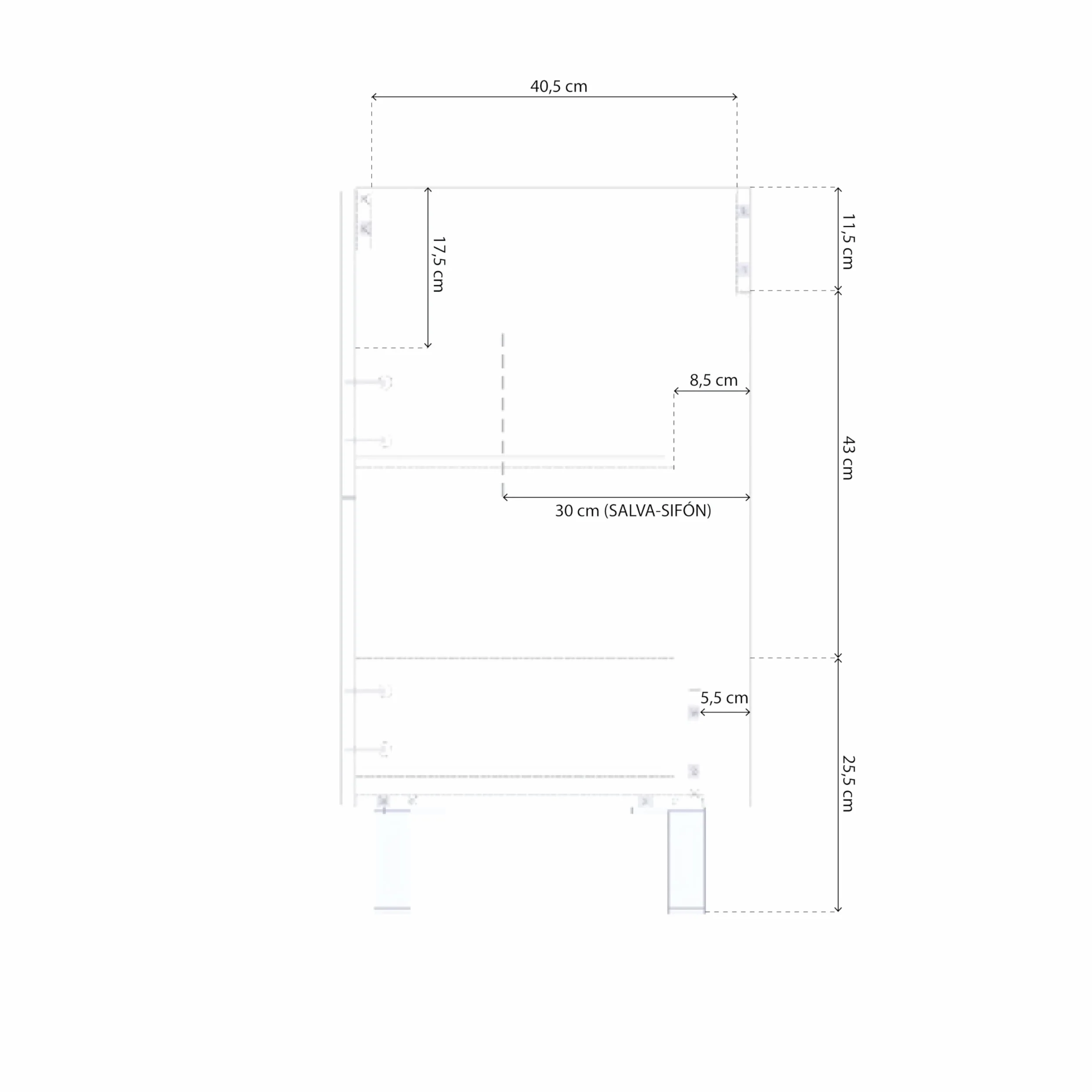 Mueble de Baño Sense 80 cm Roble Alaska con 2 Cajones y Espejo