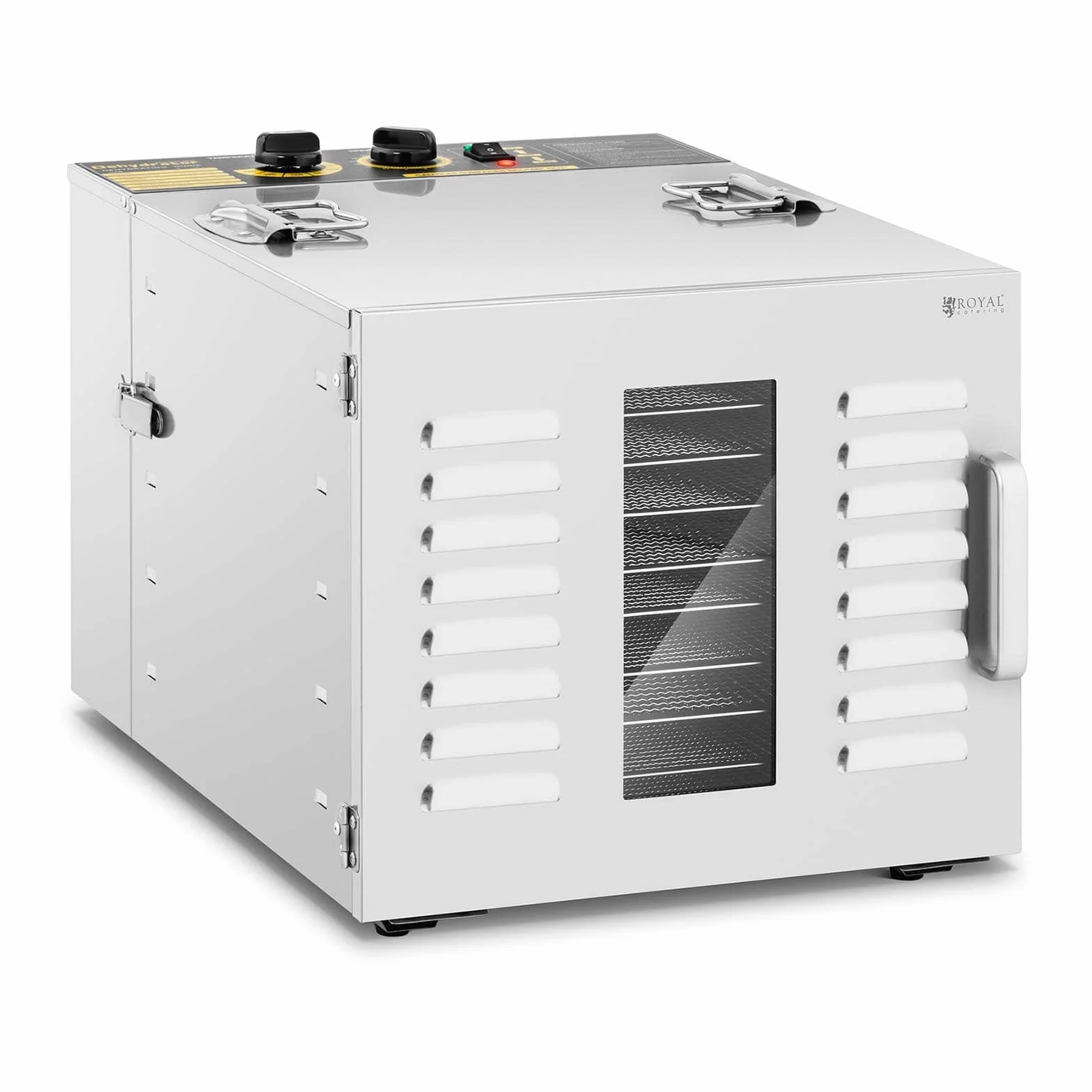 Royal Catering Deshidratador De Alimentos Máquina secadora RCDA-1000/59S (Acero inoxidable, Temperatura: 40-90 °C, 1000 W, 10 insertos)