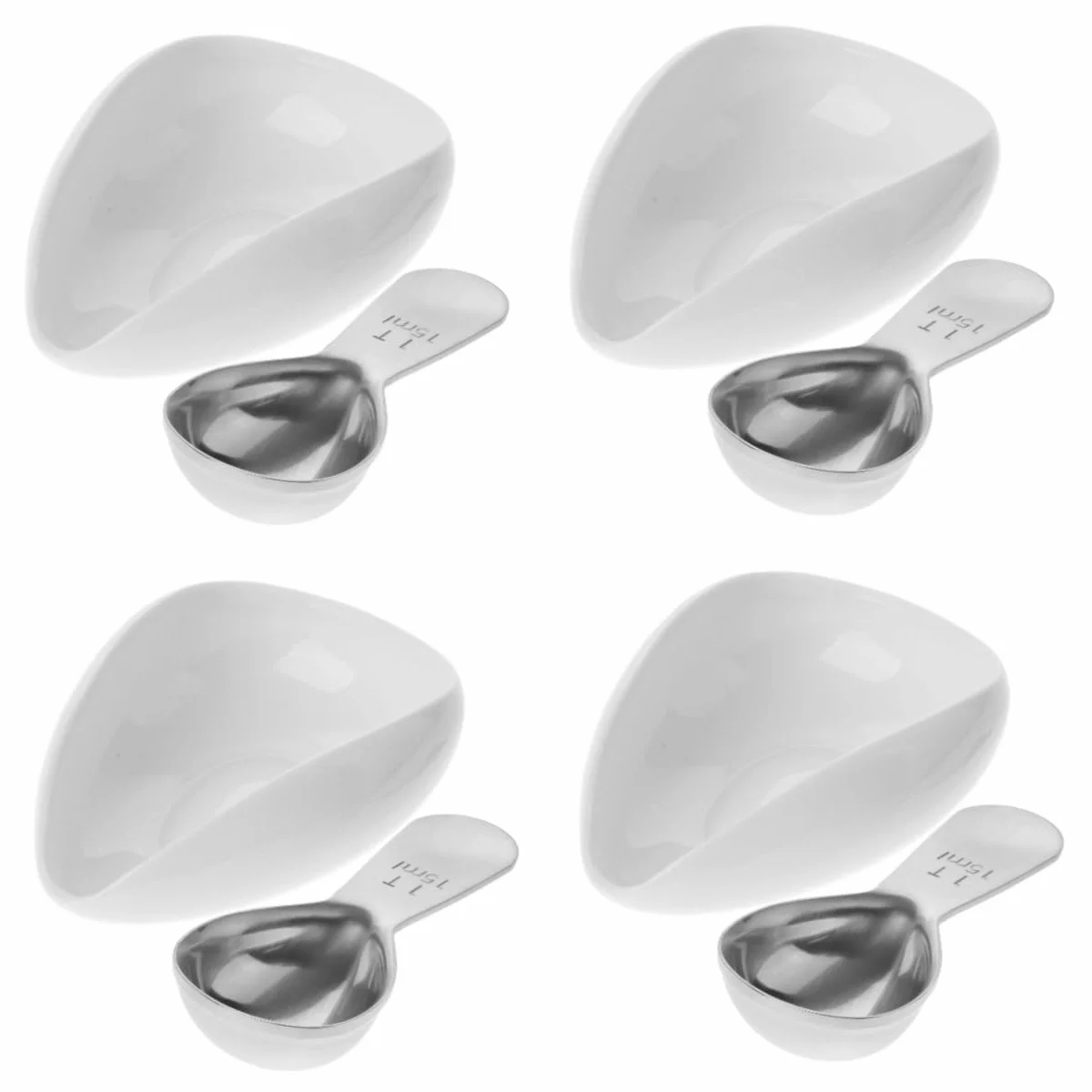 PRETYZOOM 4juegos Tazón y Cucharas Medidoras De Cerámica para Café Accesorios De Café Bandeja para y Dosis De para Casa Cucharita