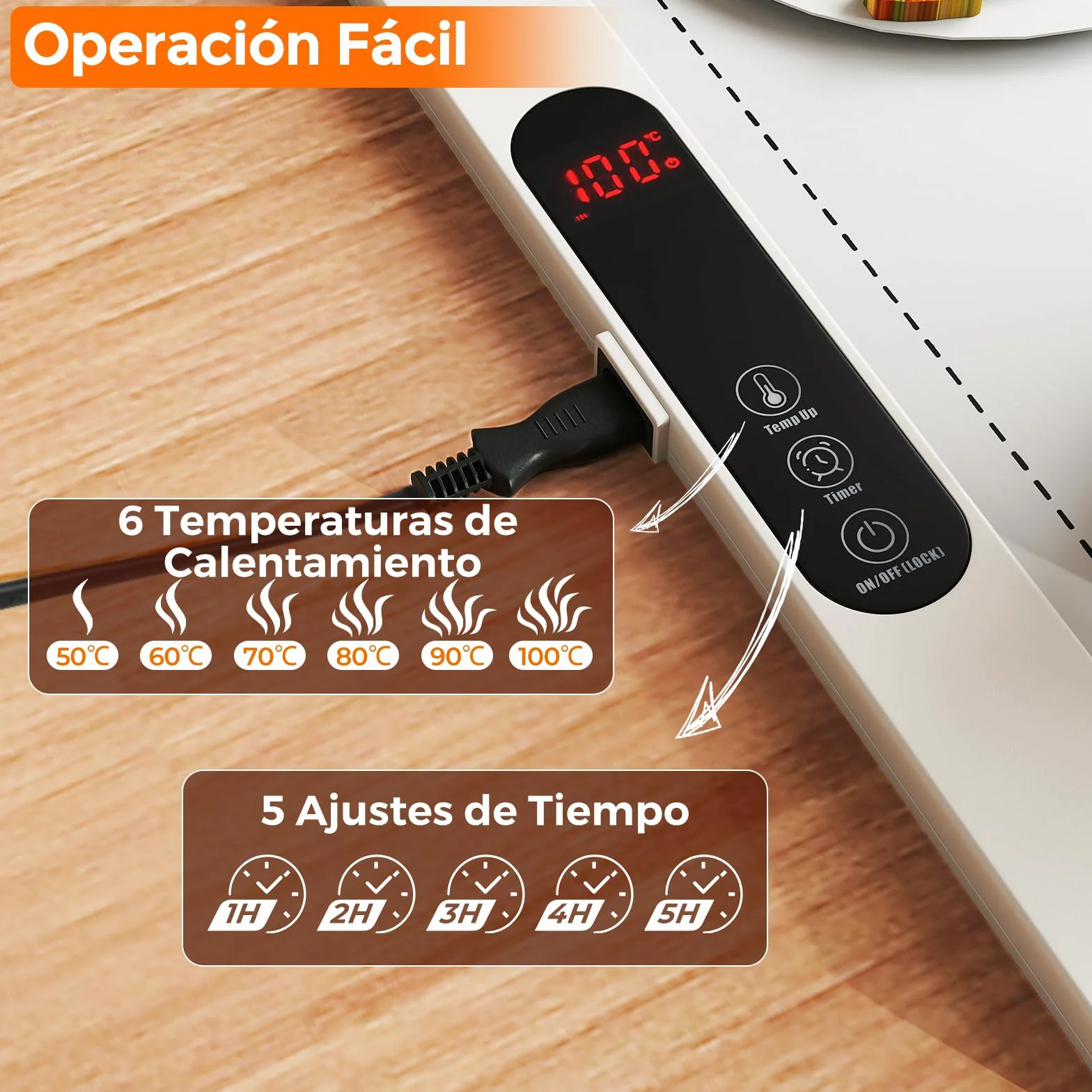 COSTWAY Manta Electrica para Calentar Alimentos, Bandeja de Silicona Enrollable y Portátil con Calentamiento Rápido, Calentador de Alimentos con Apagado Automático y Bloqueo para Niños (Blanco)