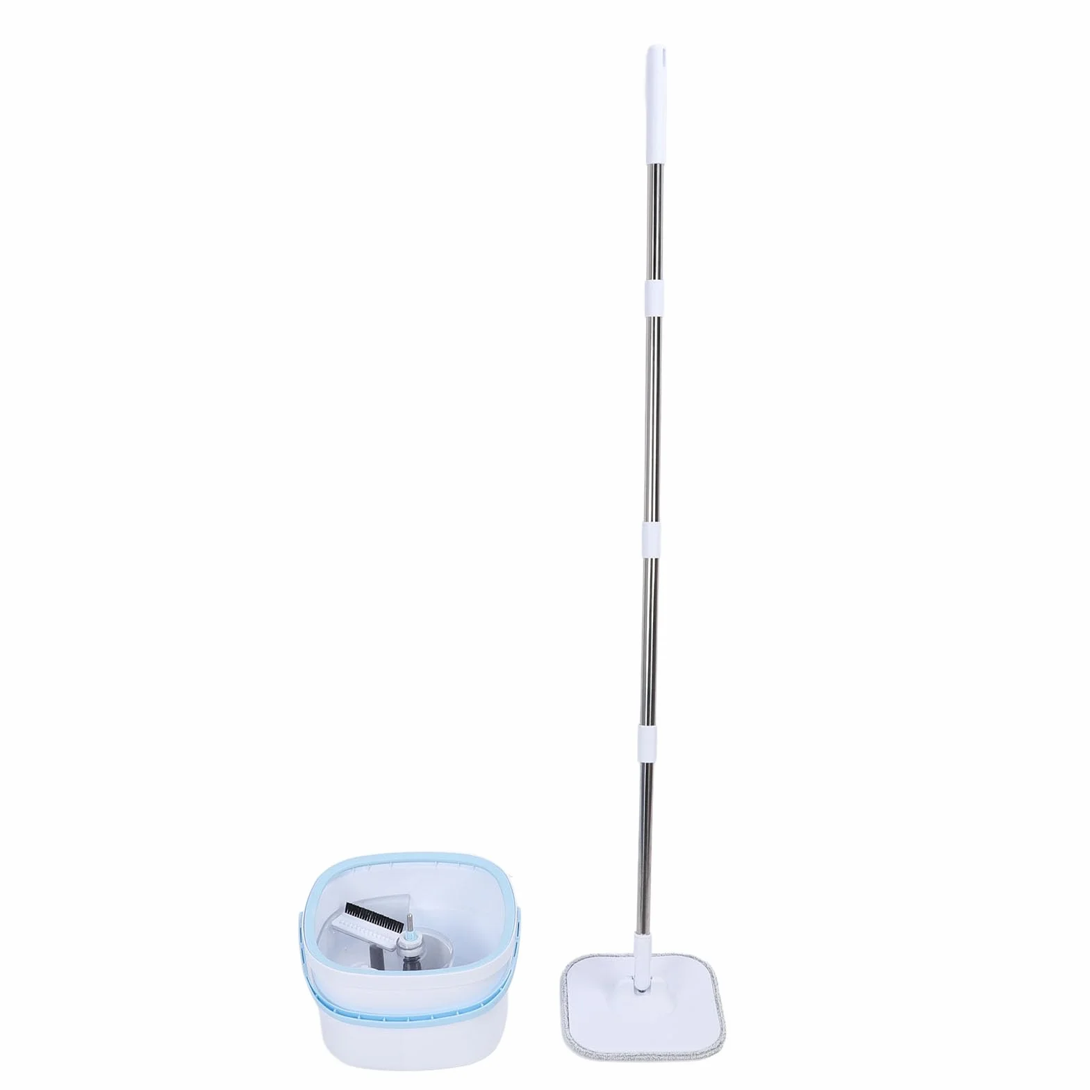 Fabater Juego de Fregona Giratoria y Cubo, de Agua Limpia y Sucia Autoseparante, Fregona Cuadrada Giratoria de 360 ​​Grados con de Microfibra Ajustable de Acero Inoxidable para el Hogar