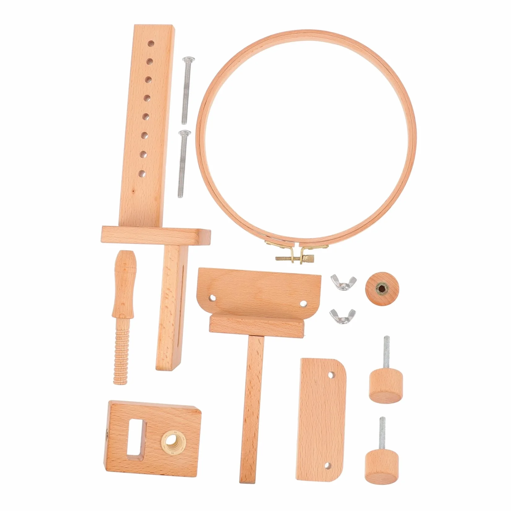 UTHCLO Bastidor de Bordado de Madera Ajustable para Mesa, Soporte Rotatorio 360° 20 Aros para Punto de Cruz, Herramienta Artesanal para Manualidades DIY para Aficionados y Principiantes