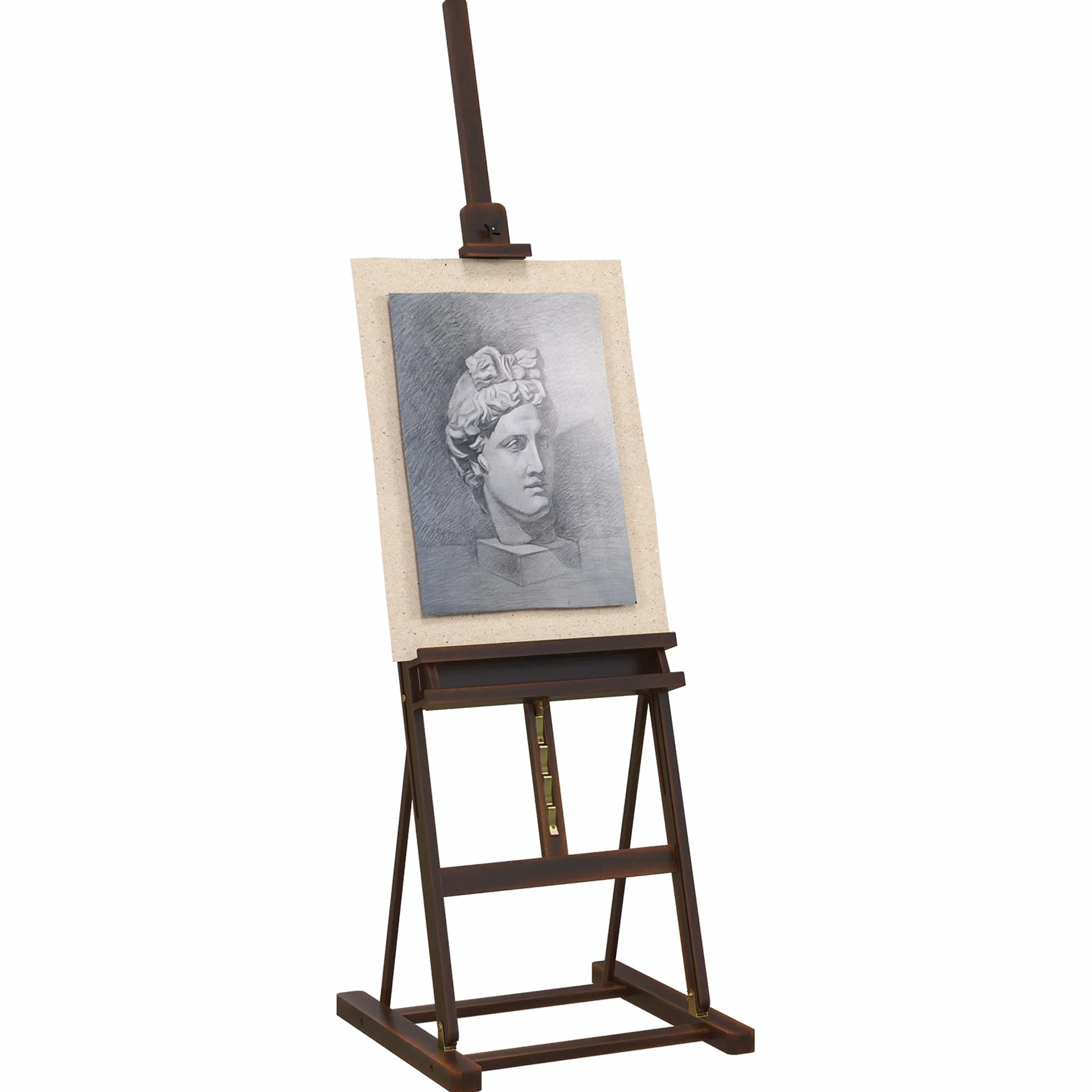 HOMCOM Caballete de Pintura con Altura y Ángulo Ajustables 230 cm Marrón | Caballete de Madera, Almacenamiento, para Adultos, Artistas, Pintor, Estudiantes
