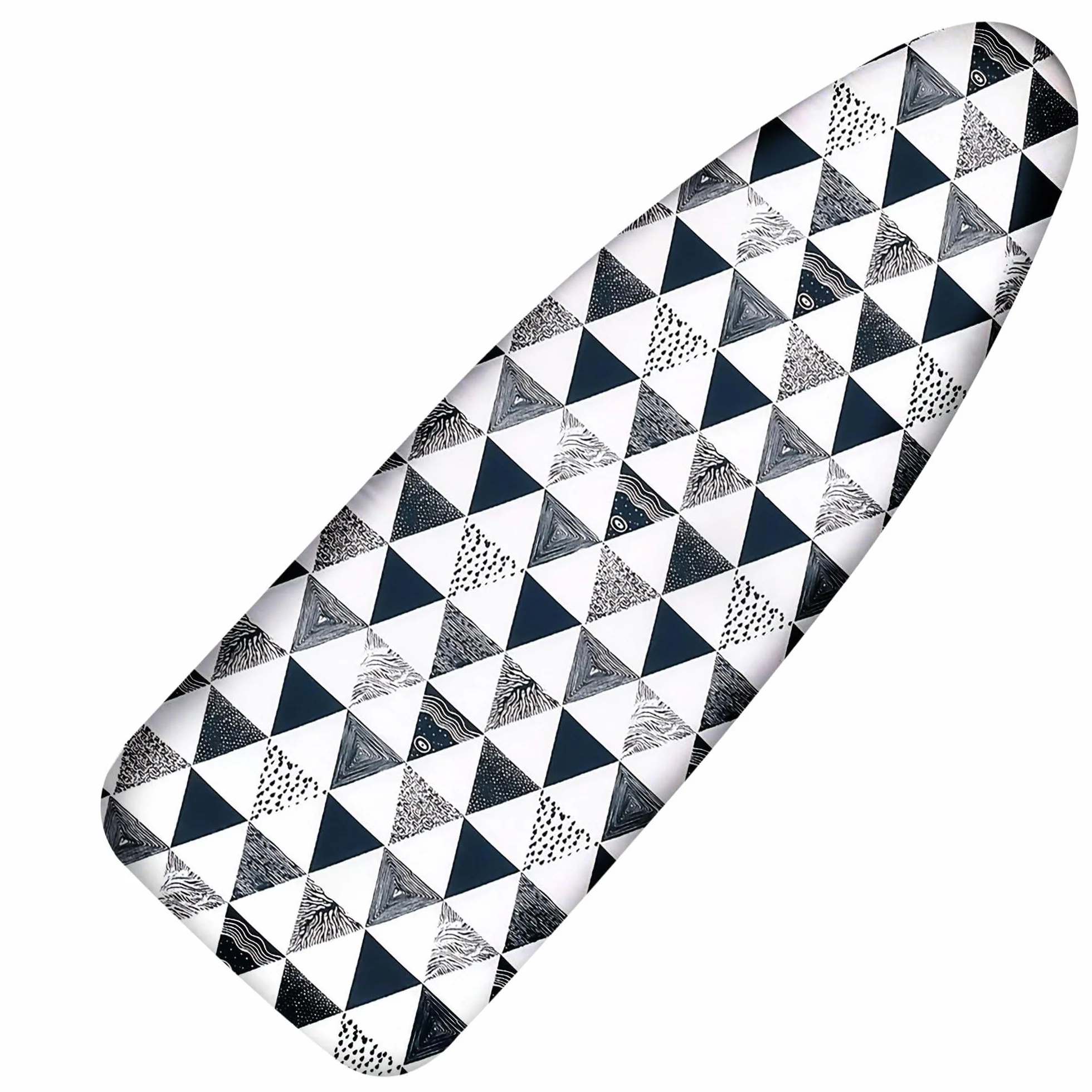 Funda y almohadilla para tabla de planchar, acolchado grueso, resistente a quemaduras y manchas, muy resistente, cierres ajustables y borde elástico, tamaño extraancho, 46 x 124 cm, gris geométrico