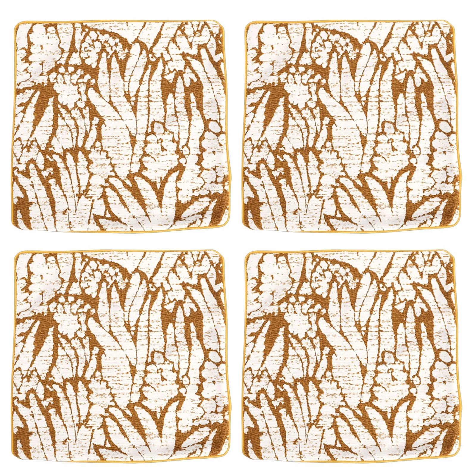 Brrnoo Fundas para Cojines Decorativos, Paquete de 4, Estilo Rústico Bohemio, Color Amarillo y Blanco, de poliéster. Juego de 4 Fundas con Estampados Florales Vintage para (50,8 x 50,8 cm / 20 x 20