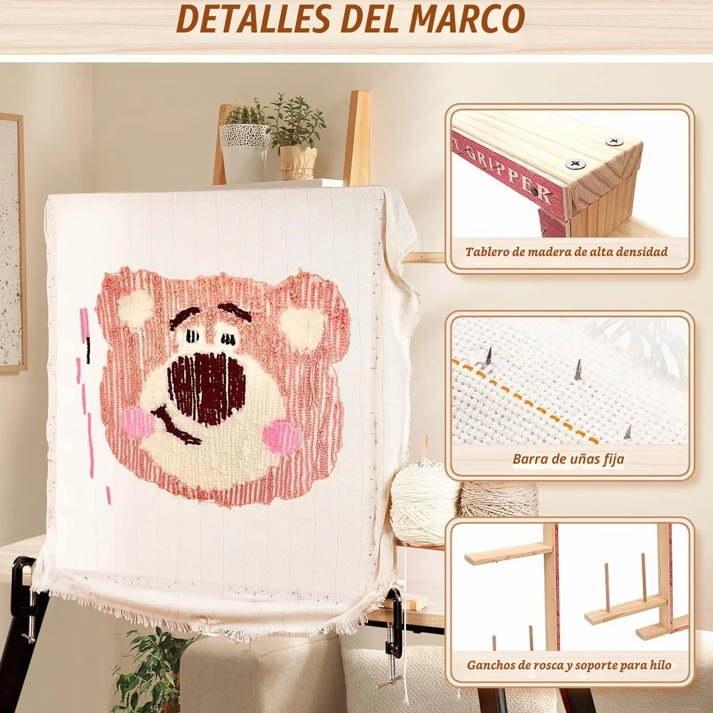 BESGEER 29,5" x 29,5" Marco de Tapiz y Tufting para la Fabricación de Alfombras