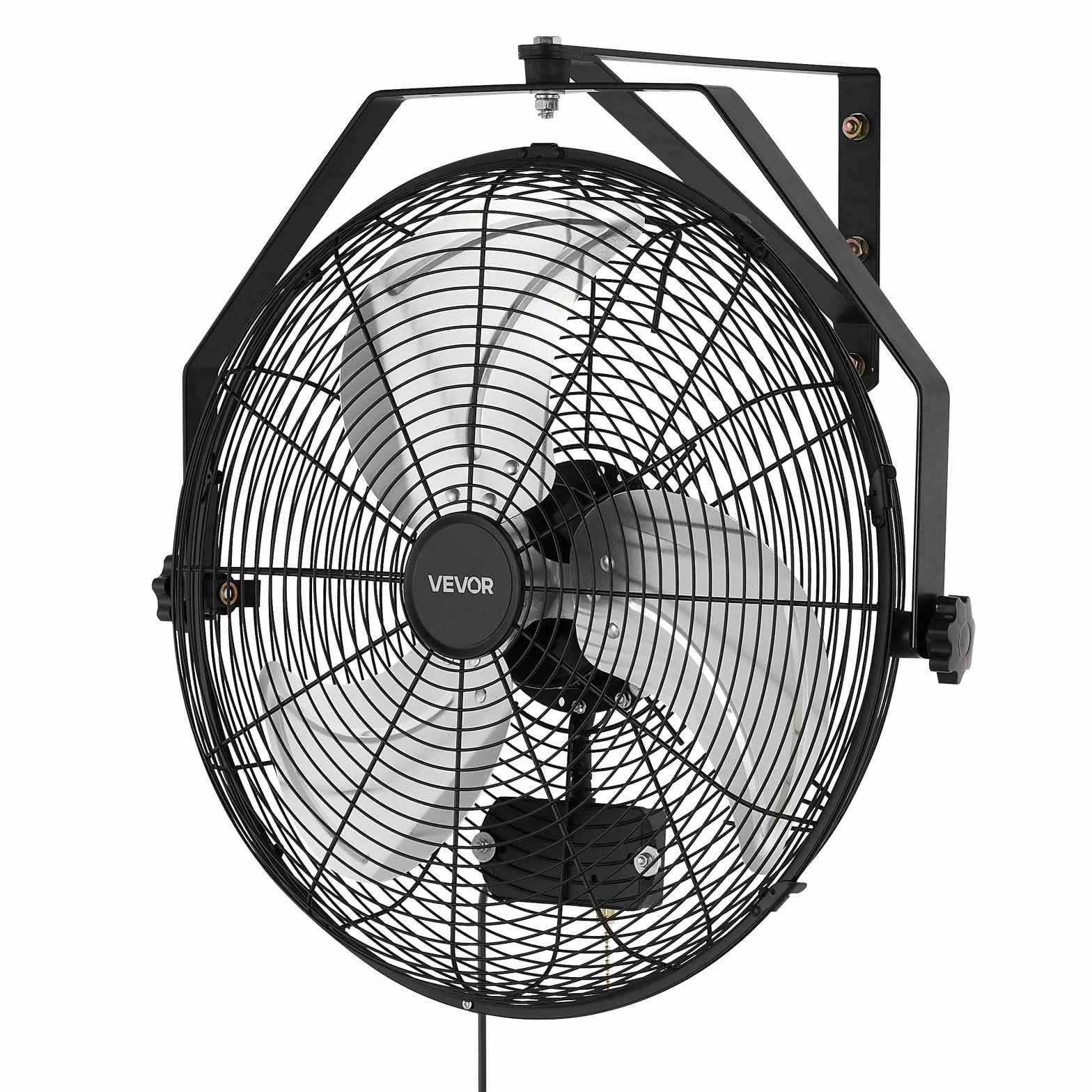VEVOR Ventilador de Pared con 3 Velocidades, Aire de Flujo, Ángulo Ajustable, Motor de Cobre, Protección IP44, Ventilador Industrial Oscilante de Acero para Taller, Garaje, Gimnasio, Comercio, Almacén