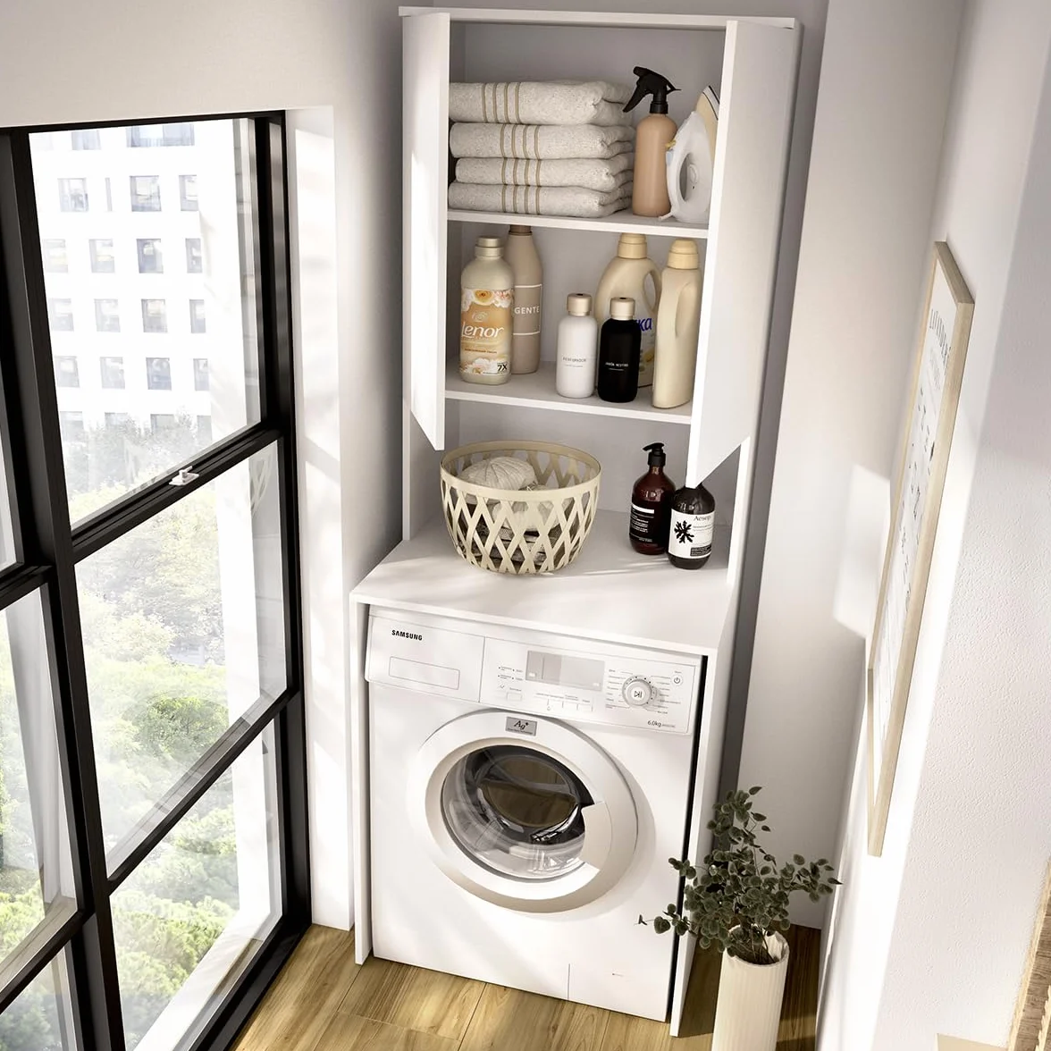 DEKIT - Mueble para Lavadora con ALTILLO 190x63,3x62cm - Blanco