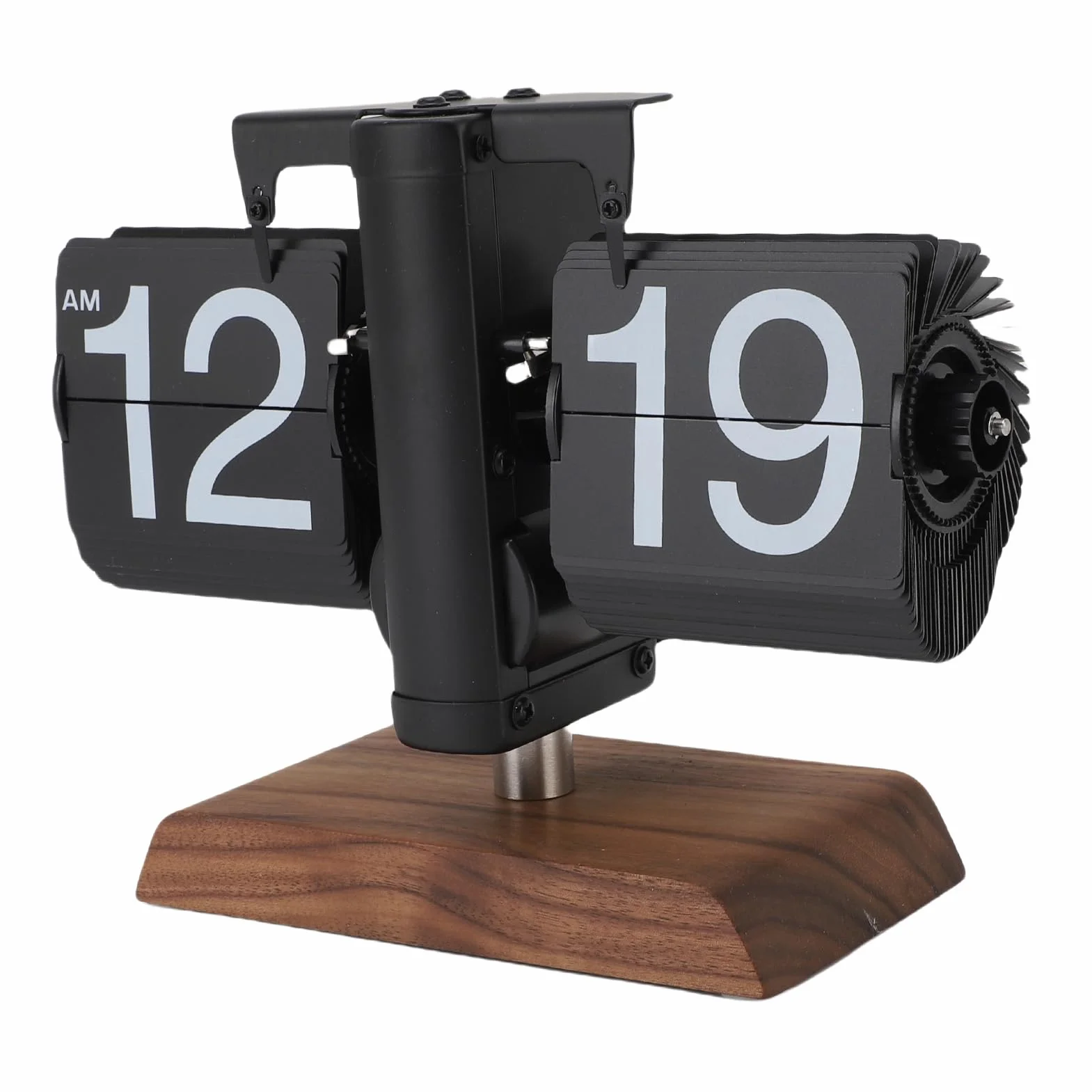 Pissente Reloj Digital Abatible con Pilas, Base de Madera de Acero Inoxidable, Reloj de Escritorio Fácil de Leer para Sala de Estar, Oficina, Estudio, Artículo de Colección, Acero Inoxidable 304,