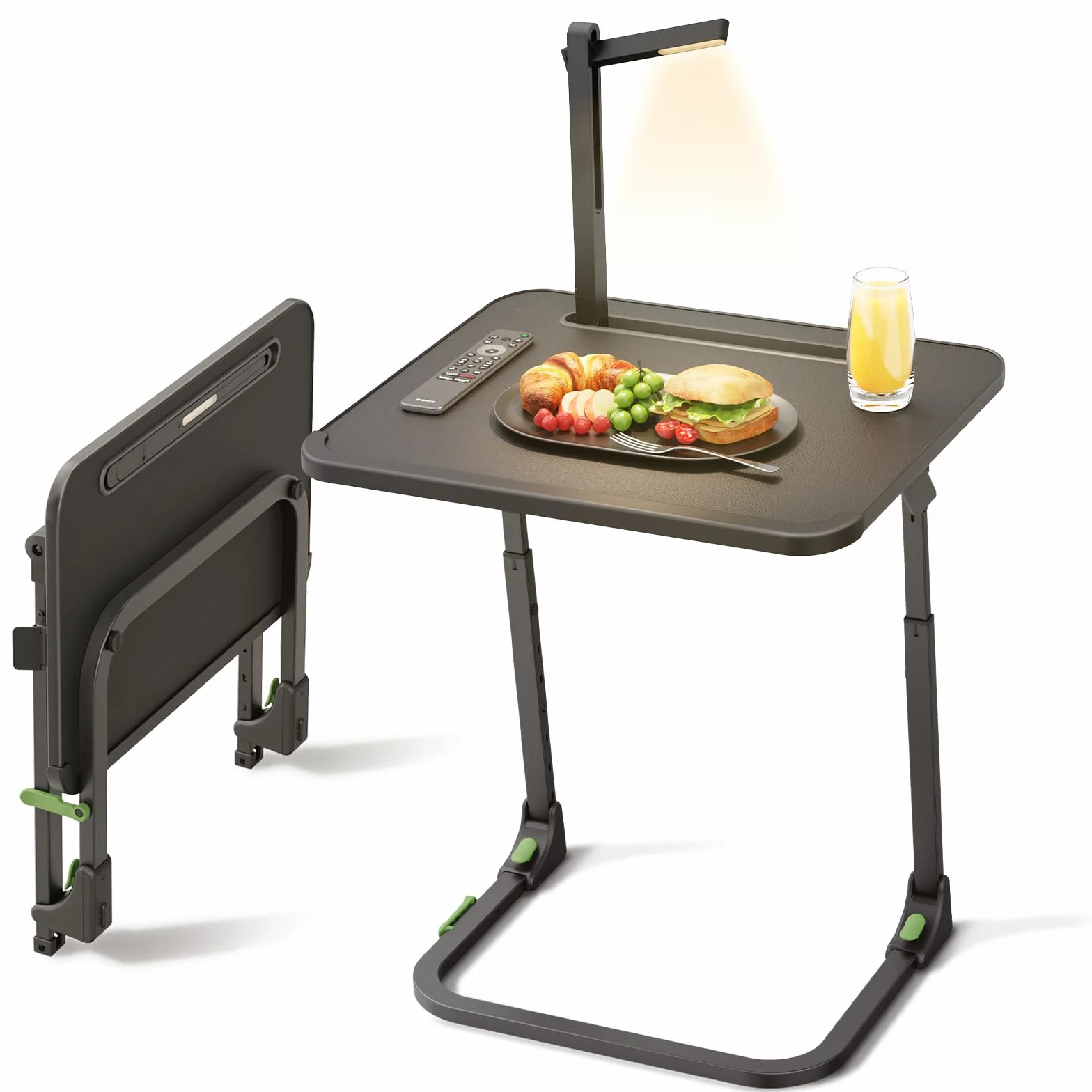 SAIJI Mesa plegable pequeña mejorada, ajustable en altura e inclinación, mesas de TV estables, bandejas de TV multifuncionales para comer, trabajar en el sofá y en la cama, escritorio para ordenador