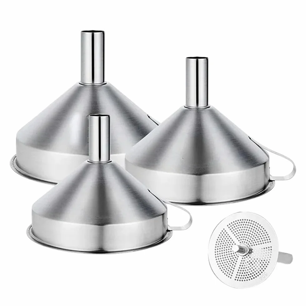 Embudo De Acero Inoxidable, Embudo De Cocina For Aceite Líquido, Embudo De Metal con Filtro Desmontable, Embudo De Boca Ancha For Enlatar Herramientas De Cocina, 1 Pieza(Extra Large)