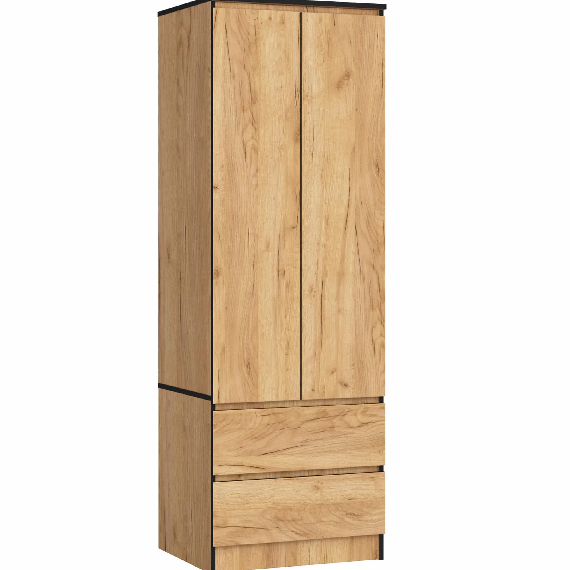 AKORD Armario S60 Roble Craft 60 cm 2 Puertas 2 cajones Frente en Color Roble Craft 1 Estante 60x51x180 cm