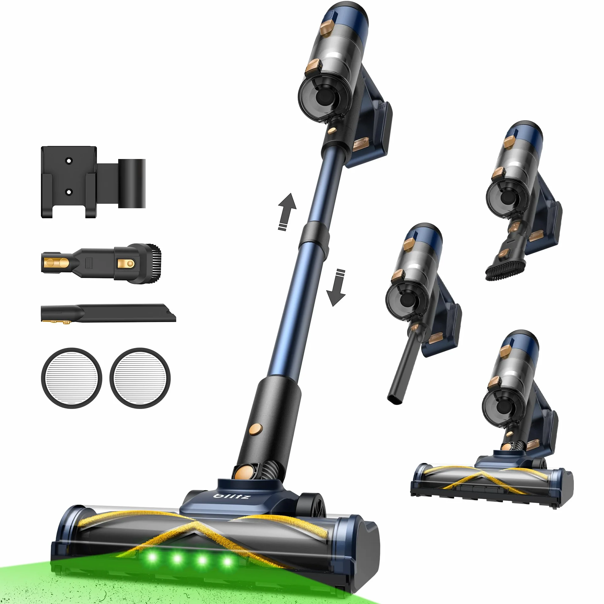 Vexilar Aspiradora sin Cable V12 58KPa/50 Min, Aspirador sin Cable Fácil Manejar, Batería Extraíble,Ligero,Multiusos Accesorios, Aspirador Escoba para Suelo/Alfombra/Pelo de Mascotas/Coche