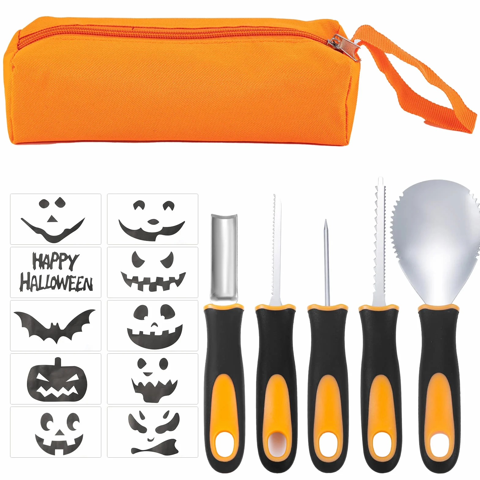 Kit de talla de calabaza Halloween, 5 piezas herramientas talla acero inoxidable