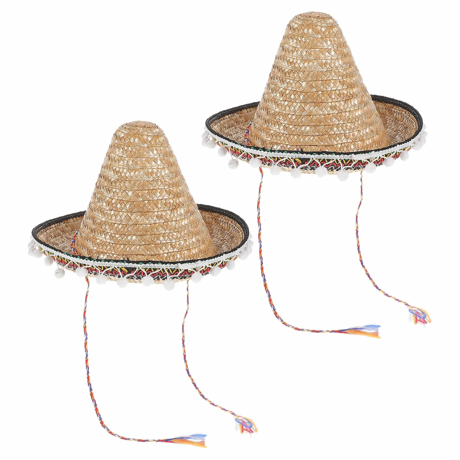 FOMIYES Sombreros de Fiesta Mexicanos para Adultos 2 Piezas Sombreros de Paja Borde Diámetro 30 CM Accesorios para Fiestas Temáticas Mexicanas y Celebraciones