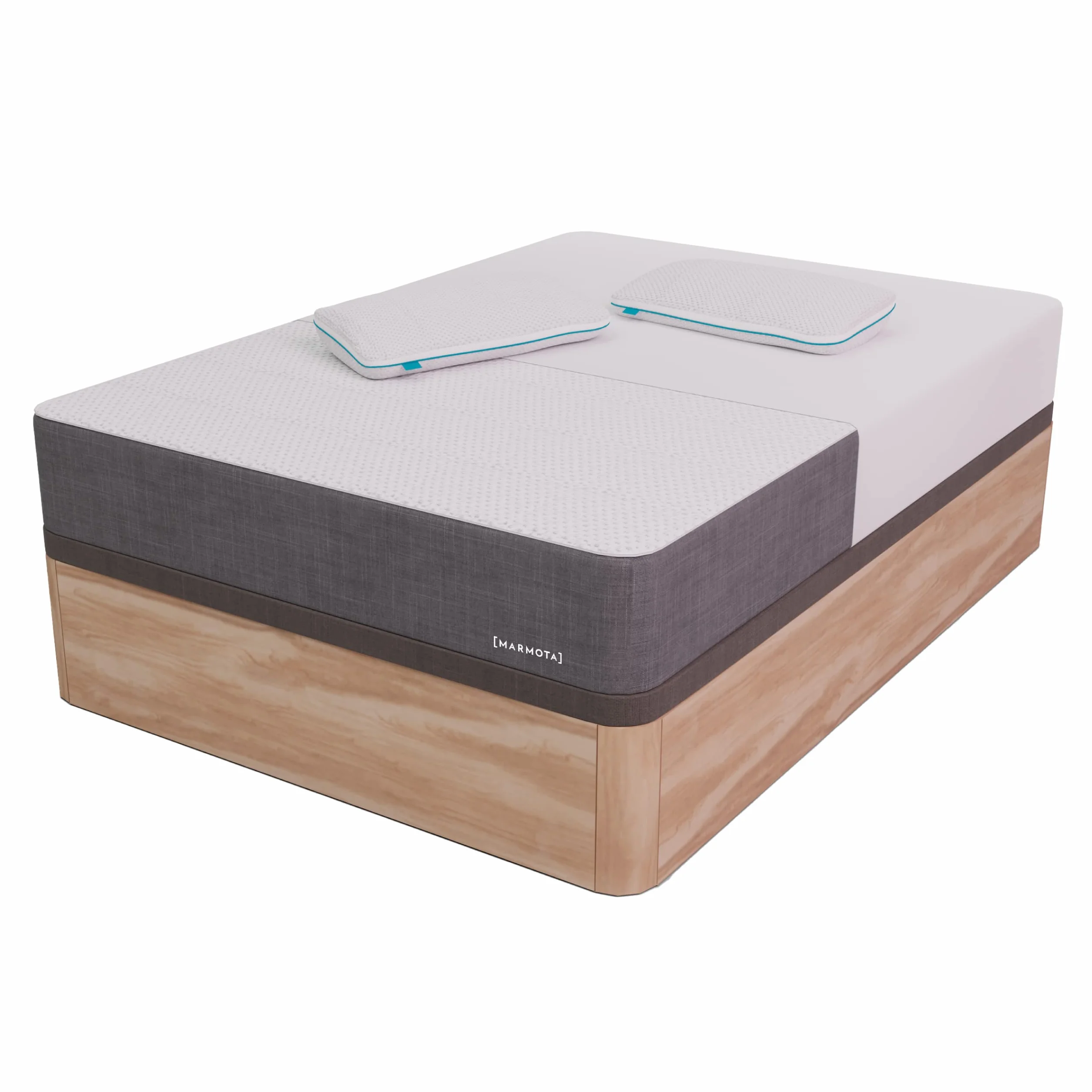Marmota Pack Colchón Hybrid Premium + Canapé Abatible Madera + Pack 2 Almohadas Protector Colchón (Canapé Madera, 135x190 cm)