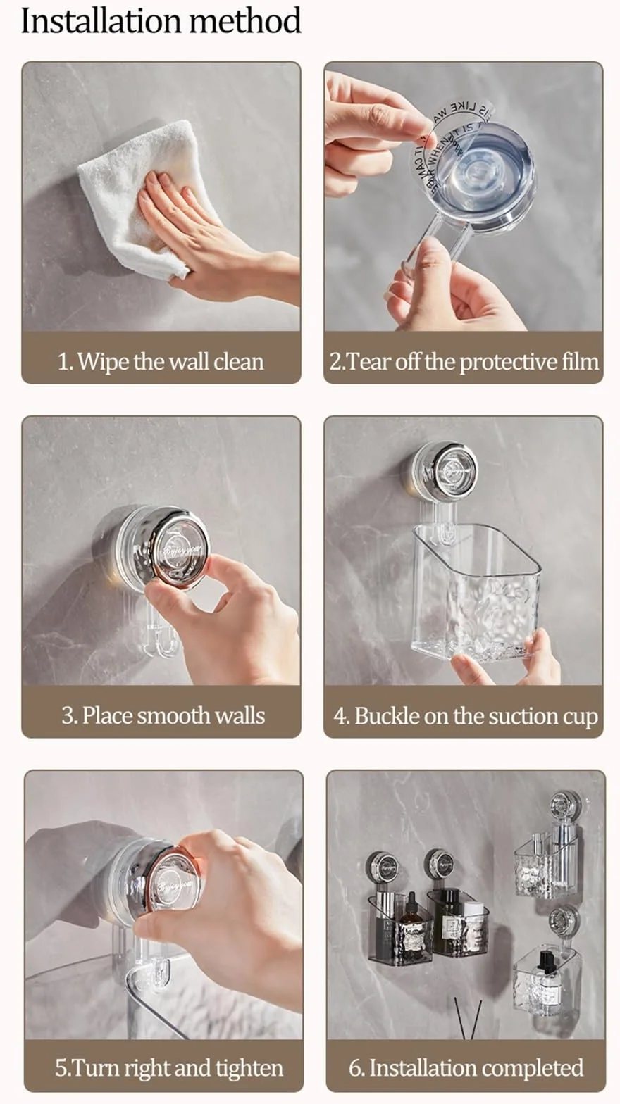 Estante de baño con ventosa, organizador de pared transparente sin taladro, para ducha, cocina y baño, estante de ducha impermeable para jabón, champú y cepillo de dientes