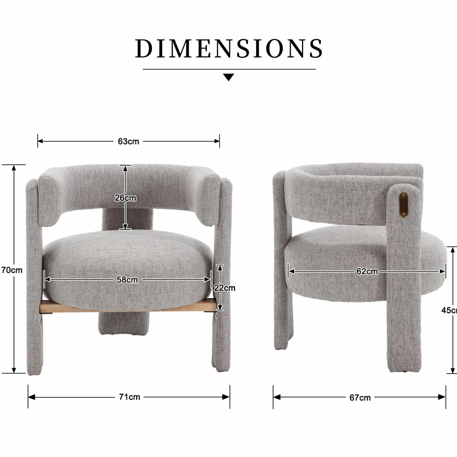 chairus Butaca Salón de Lino Sillón Dormitorio de Vestidor con Patas de Madera, Silla Lectura Habitación Moderna con Reposabrazos para Hogar/Sala de Estar, Gris