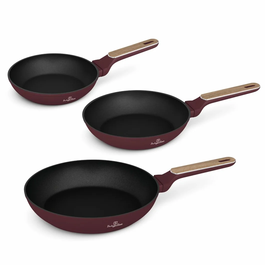 Berlinger Haus Juego de Sartenes Antiadherentes 3 Piezas, Aluminio Forjado con Revestimiento TitanPro, Inducción Turbo, Mango Ergonómico, Apto para Todas las Cocinas, Colección Leonardo Nordic
