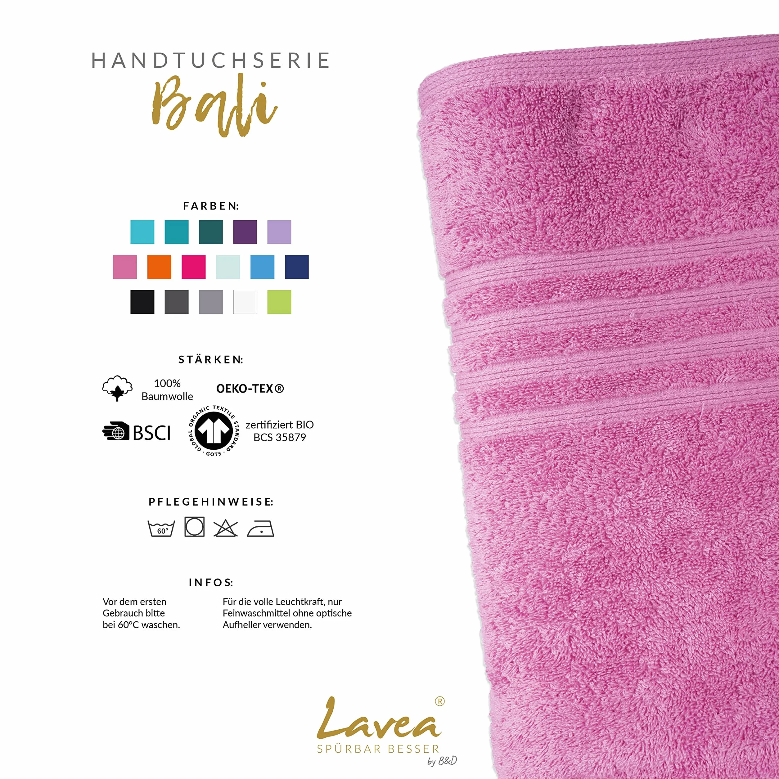Toalla de Sauna XXL 80x220 cm Algodón Orgánico Rizo Suave Absorbente Violeta