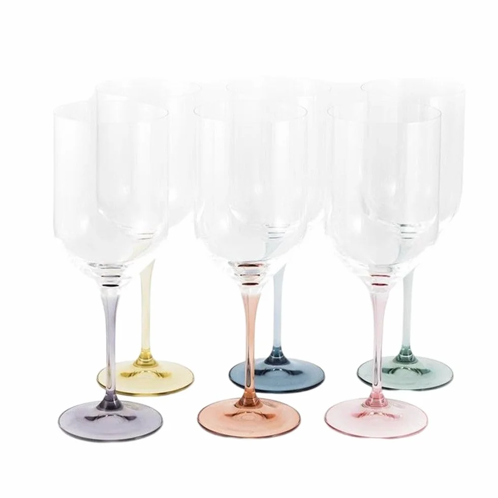 Set 6 copas vino modelo UMA 48 cl. cristal pie colores