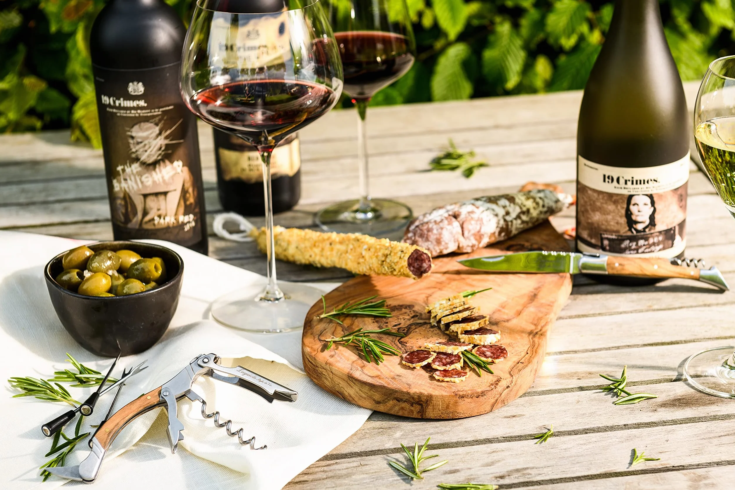 Laguiole Style de Vie Sacacorchos abrebotellas cortador de láminas madera de olivo