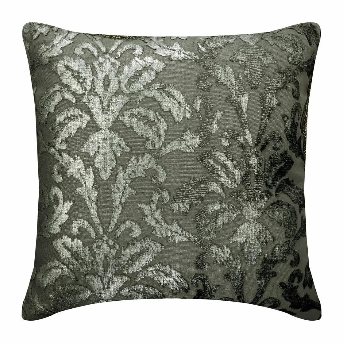 The HomeCentric Decorativo de Plata Cojin Decorativo, 50 x 50 cm Lino Amortiguar, Funda de Cojín con Damasco y lámina de Plata, Damasco Amortiguar, Victoriano Cojin Decorativo - Damask Glitterati