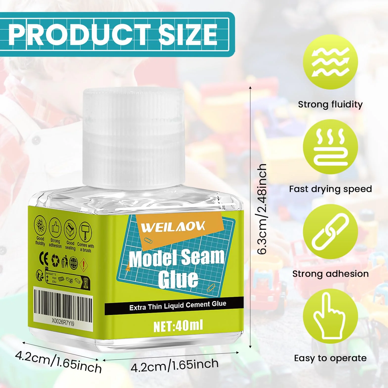 Pegamento Maquetas, Pegamento para Plastico, Pegamento Modelismo, Cemento Extrafino de Fijación Rápida, Varios Adhesivos Rellenos, Cola Transparente Manualidades para Maquetas, 40ml