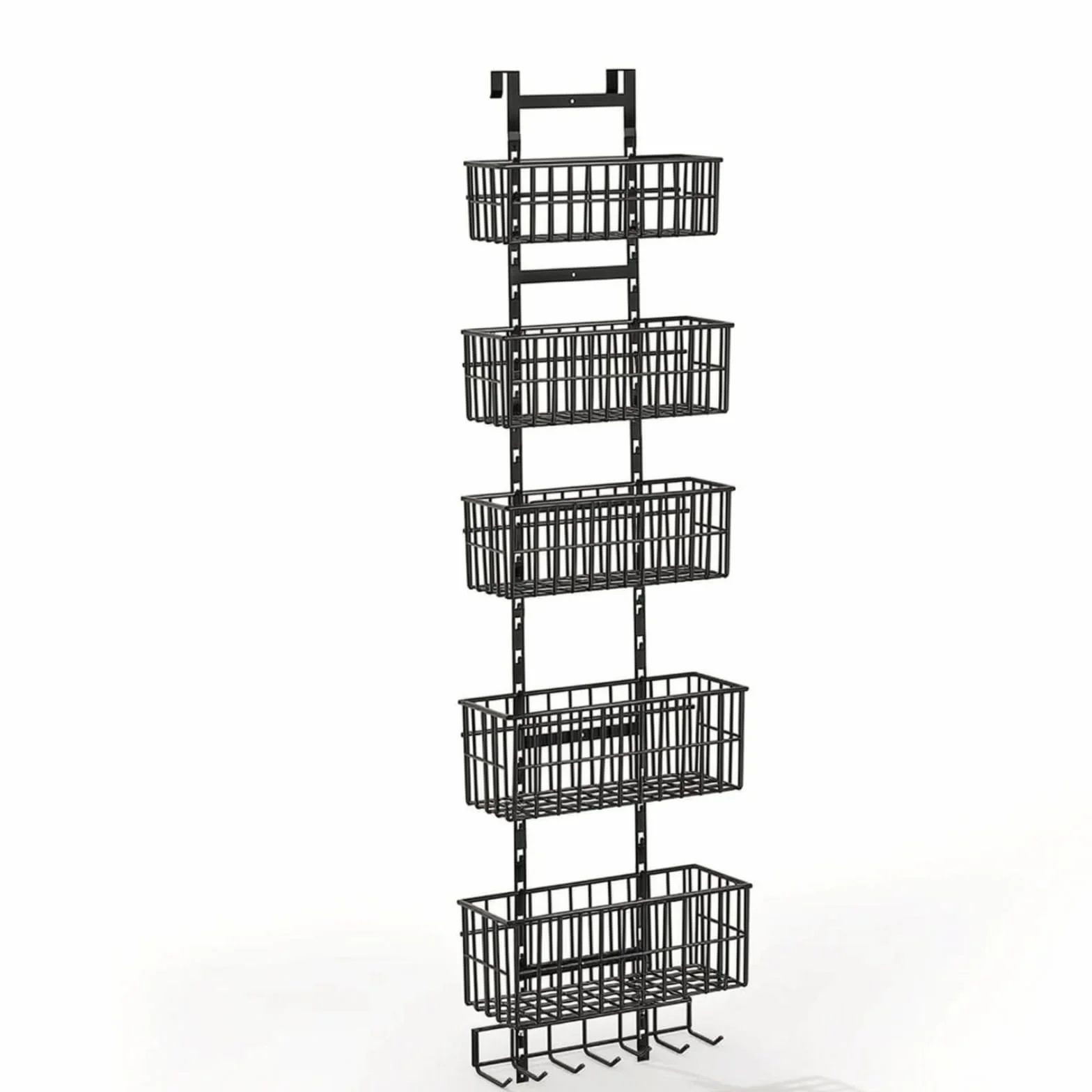 Organizador sobre la Puerta con Cestas Colgante Organizador sobre la Puerta con Varios Ganchos Ahorra Espacio Estantería para Baño,