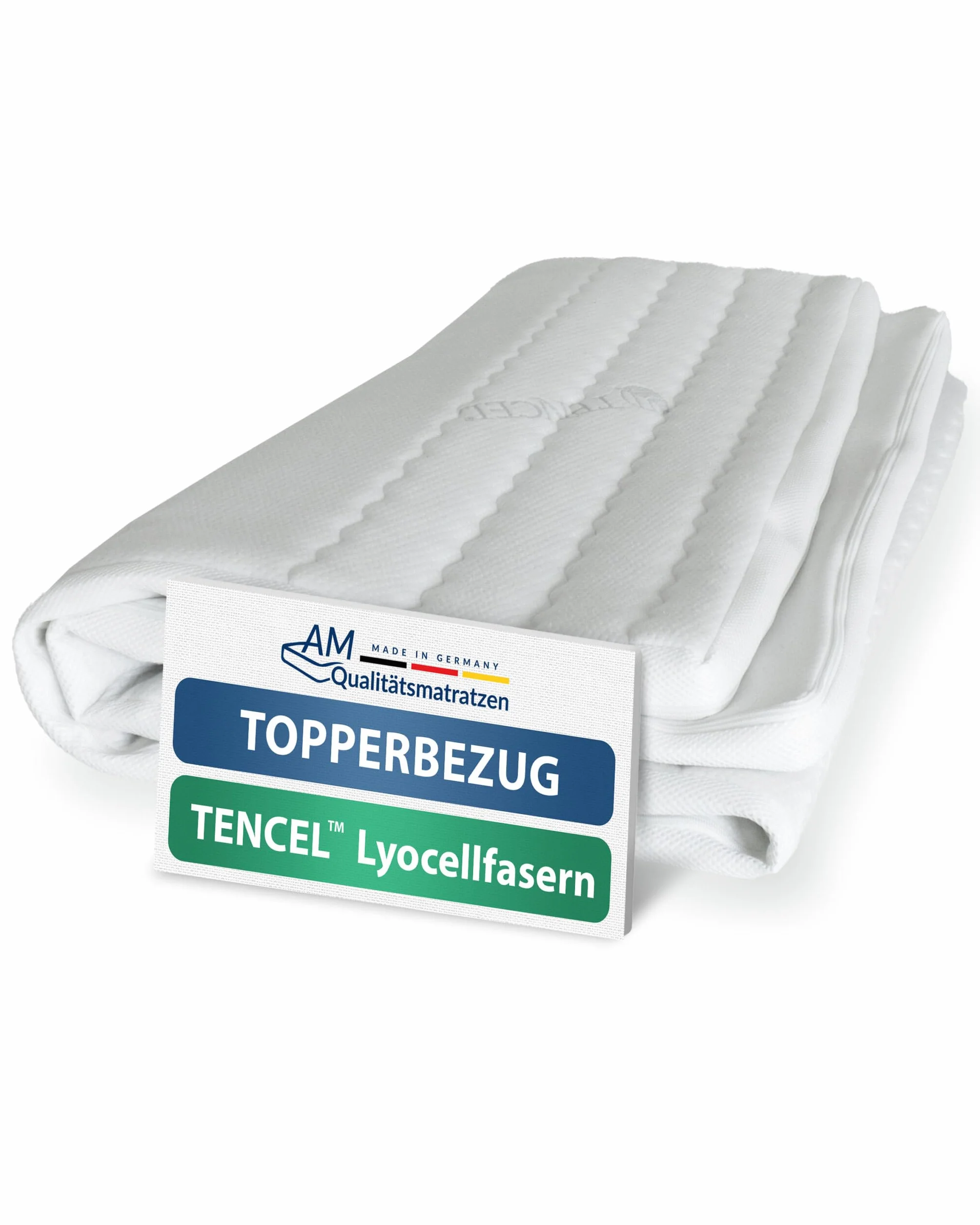 AM Qualitätsmatratzen Funda para Topper 90x200 de 4-6 cm de Altura del núcleo - Made in Germany & Sello Oeko-Tex - Funda para Topper 90x200 hipoalergénica con Cremallera en los 4 Lados
