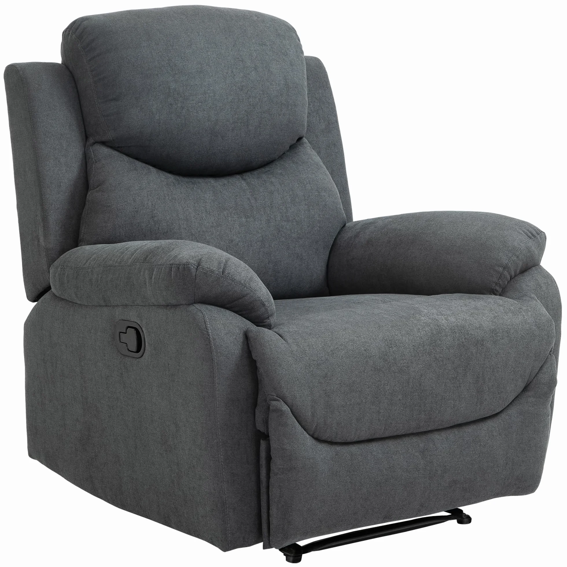 HOMCOM Sillón Reclinable de Salón Sillón Relax Reclinable Manual con Reposabrazos y Reposapiés Carga 150 kg Sofá Relax para Salón Dormitorio Gris