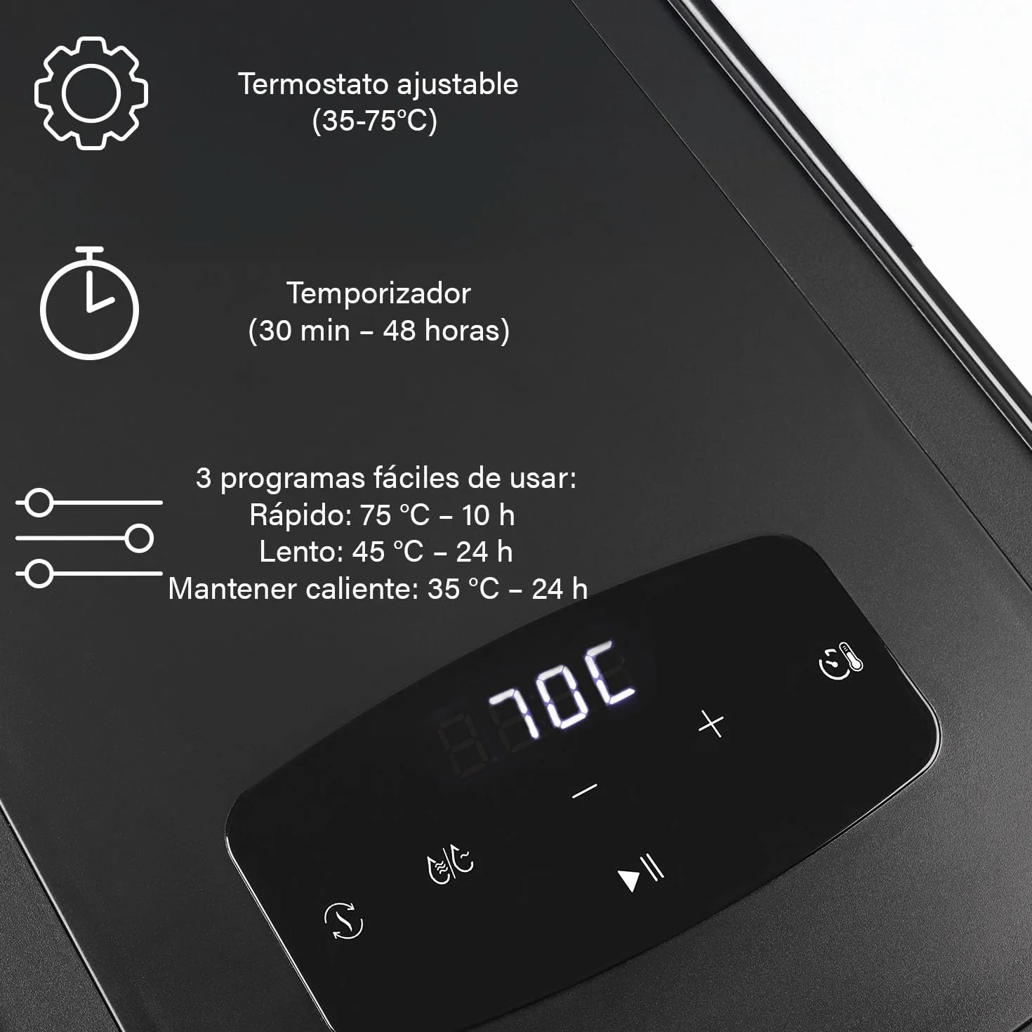 Princess Food Dehydrator con 6 Bandejas de Acero Inoxidable, Temperatura Ajustable, Pantalla Táctil, Temporizador hasta 48 Horas, 550 W, 01.112398.01.001