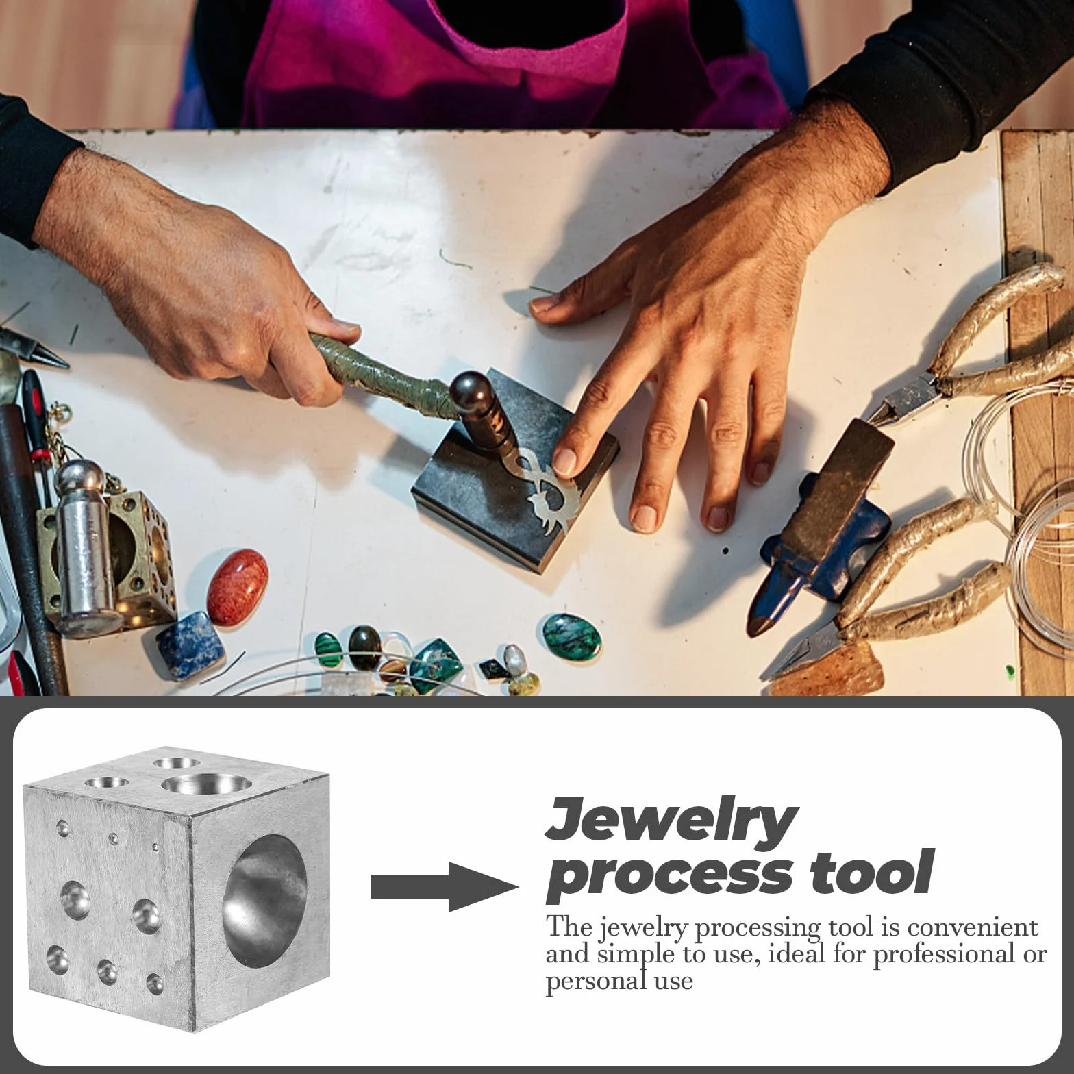 Bloque de Pulido de Metal Plata para Joyería DIY y Accesorios | Forma de Campana de Cobre Engrosada, Uso Personal, Fácil de Limpiar y Cómodo para Procesar