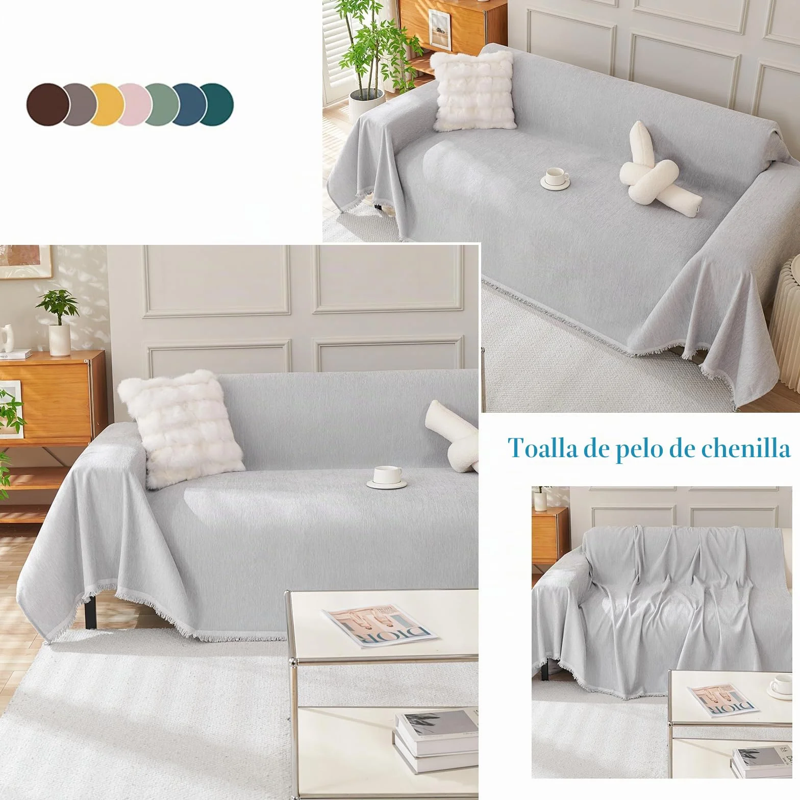 Súper Suave cómodo Manta Manta sofá Mantas Decorativas para sofás Dormitorio Sala de Estar Sencillo Diseño Multifuncional Super Grande Cálida Gruesa Alfombra de sofá 180 * 420cm Gris Claro