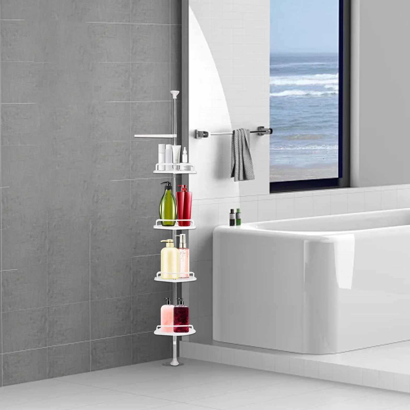 Estante esquinero de baño inoxidable de 25 x 25 cm, almacenamiento de acero inoxidable de varios niveles para ducha y baño, estante de esquina que ahorra espacio, accesorio de baño duradero