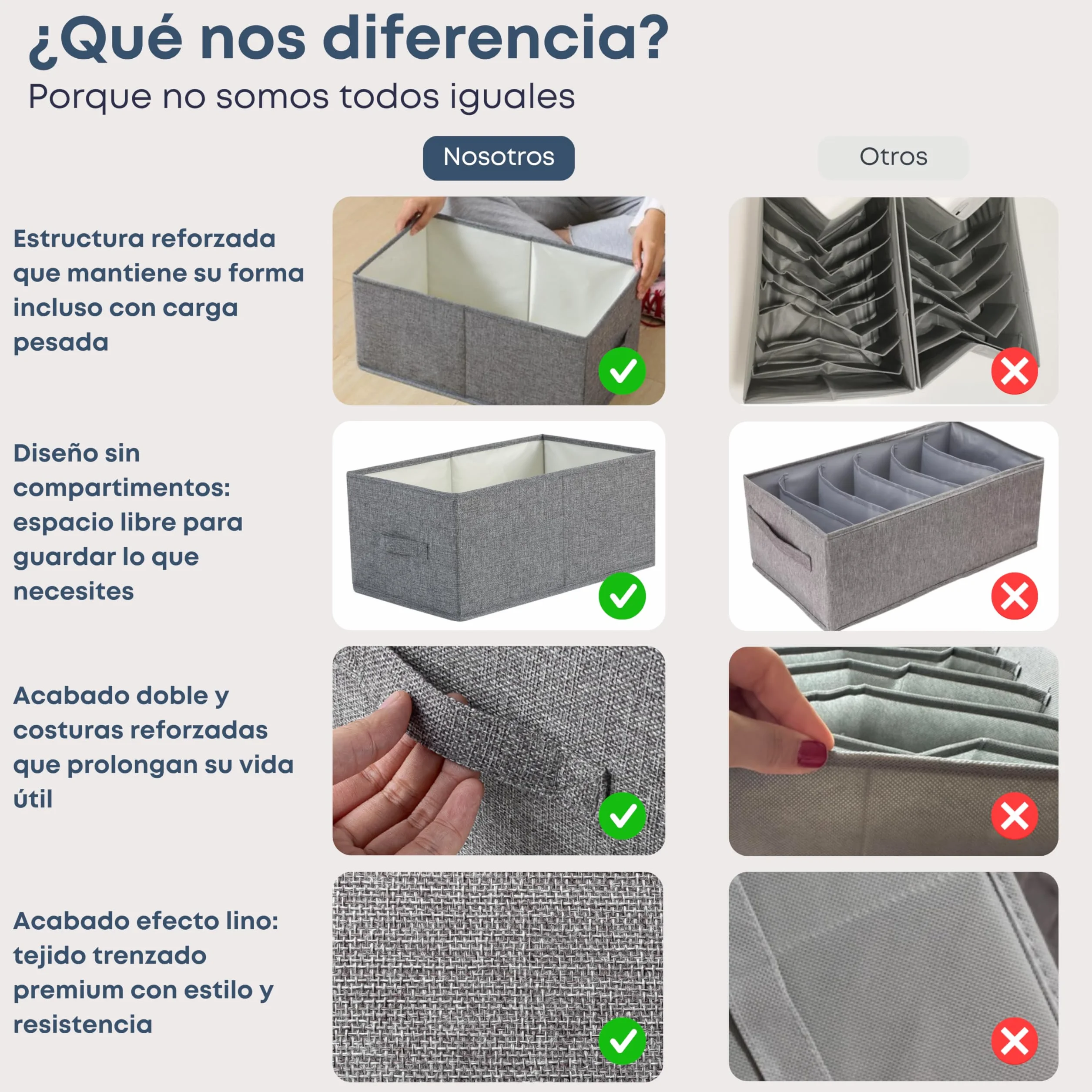 Cajas Organizadoras XL 48x30x20cm Organizador Armario Ropa 3ud