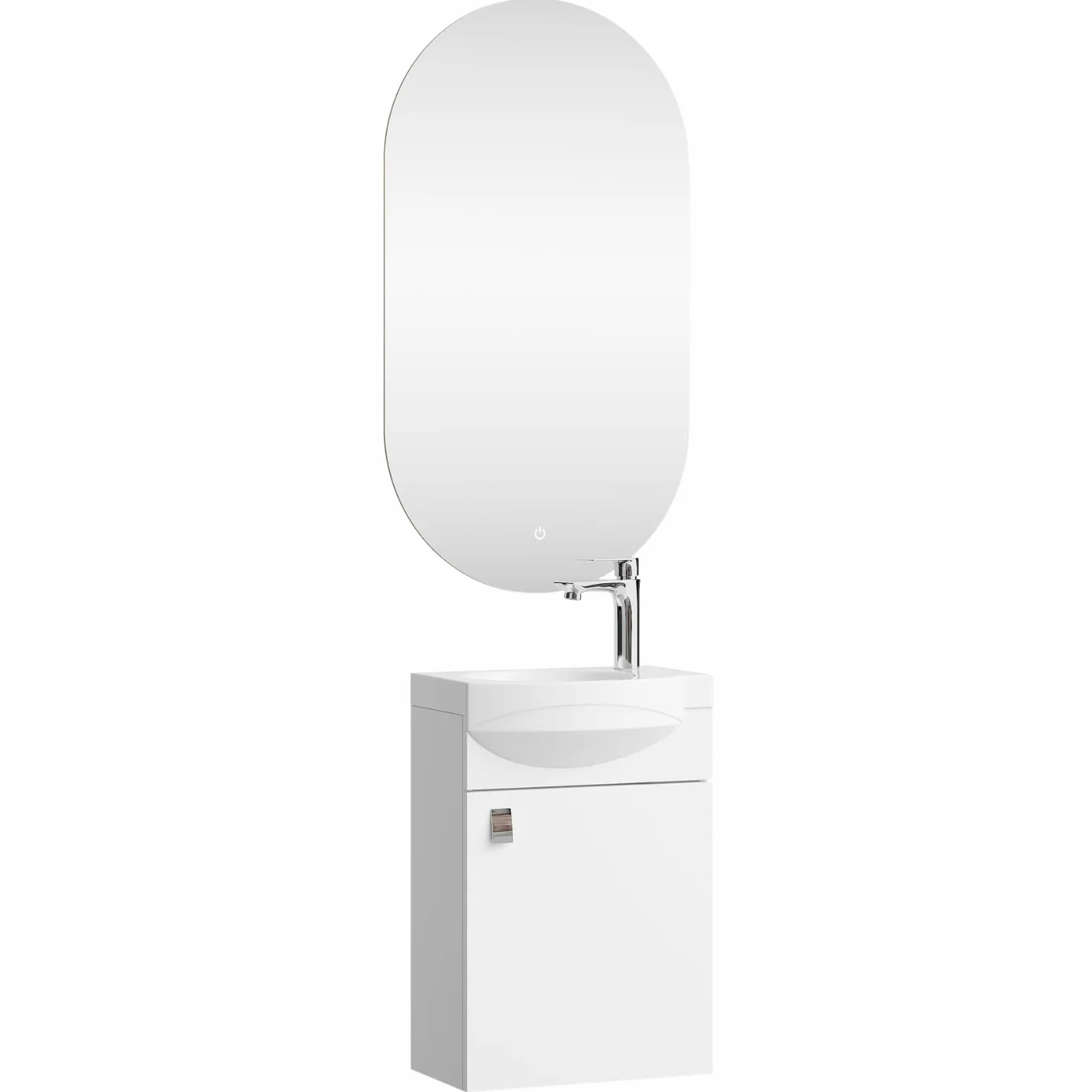 Planetmöbel Conjunto de Muebles de baño Lavabo 40 x 60 x 29 cm, Espejo con iluminación 50 x 90 cm, Blanco