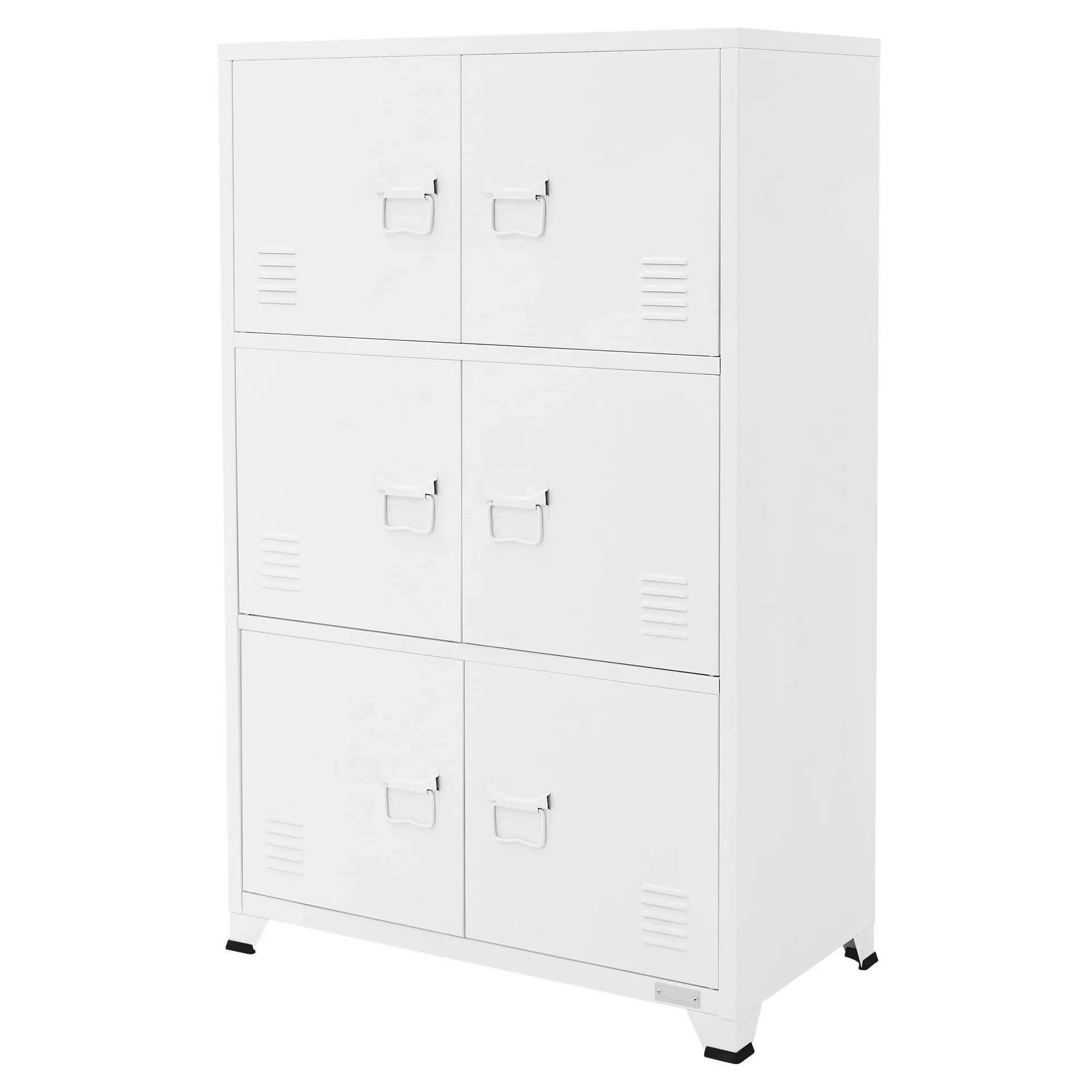 ML-Design Archivador de Oficina 75x40x120,5 cm Acero Blanco Armario Independiente con 4 Patas Mesita Auxiliar Metálica con 6 Puertas y 3 Compartimentos Mueble para Almacenamiento Archivo de Documentos