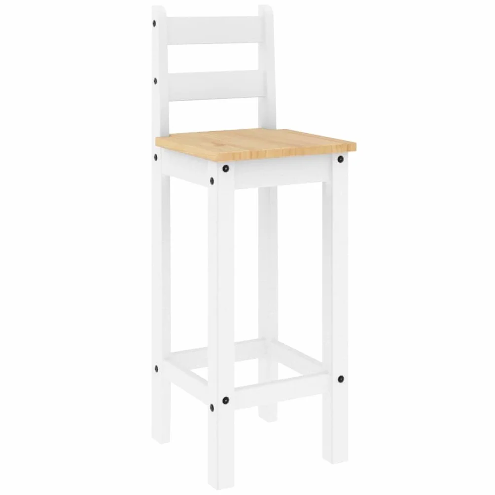 vidaXL Set de Bar 3 Piezas Madera Maciza de Pino Blanco, Mesa y Taburetes Altos