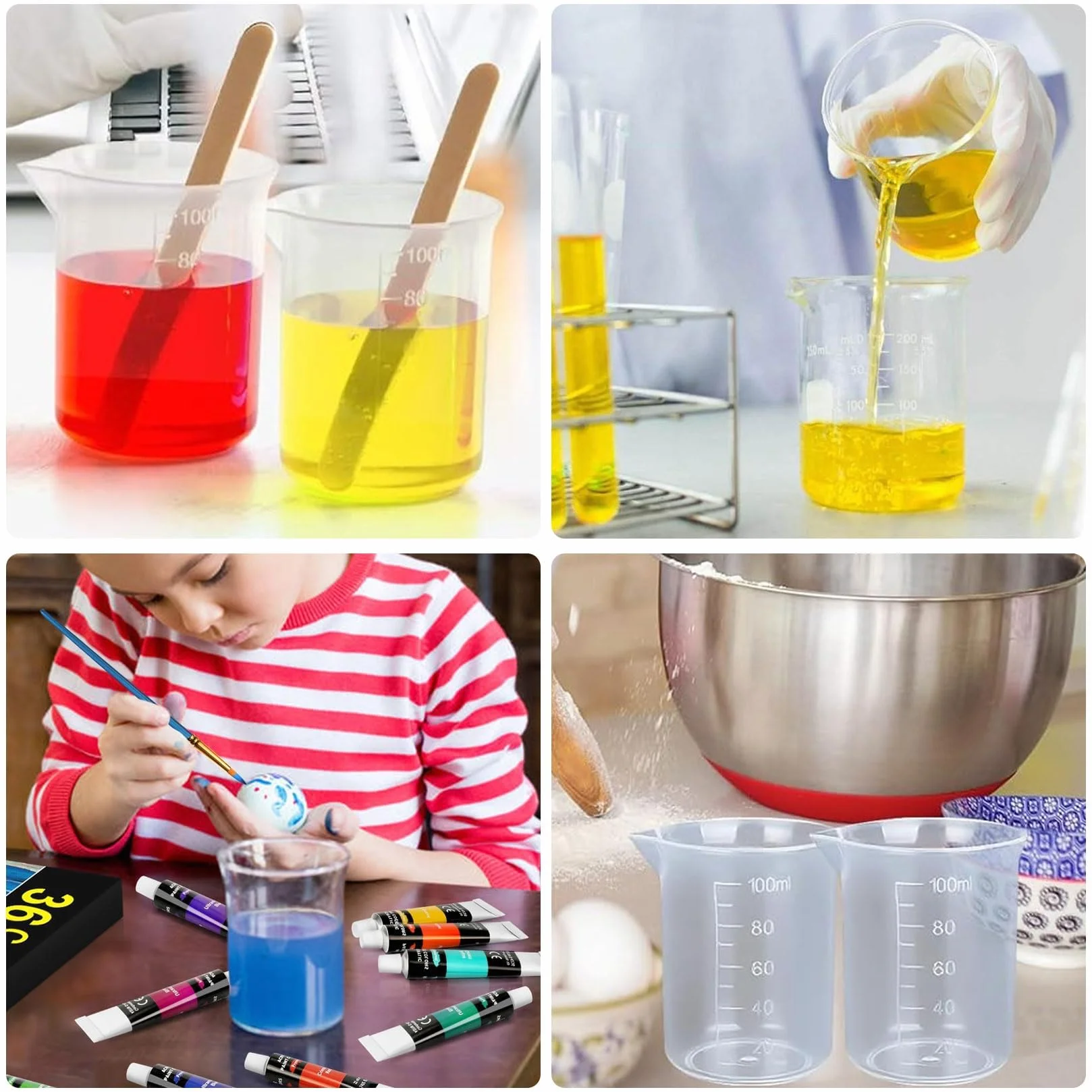 Vasos de Medición 4 Pcs Vaso Medidor Cocina con Escalas Precisas Plástico Reutilizables