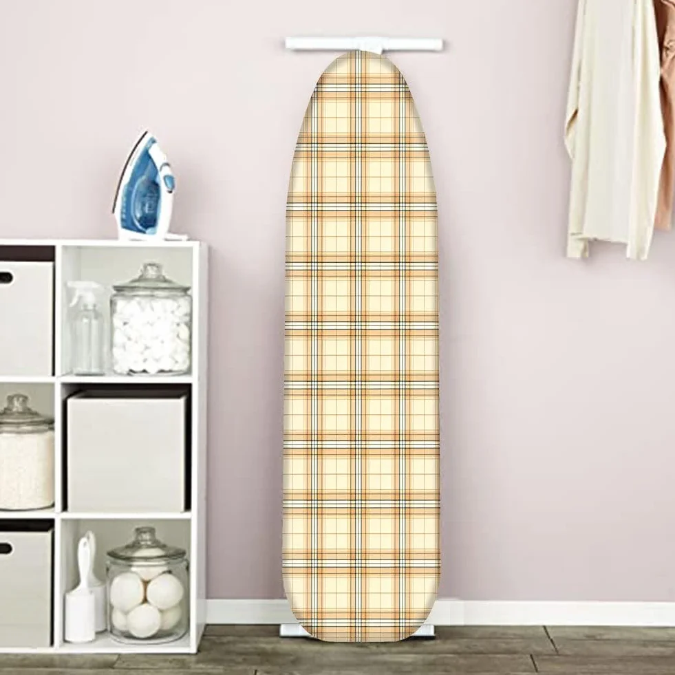 Funda para tabla de planchar resistente y almohadilla gruesa resistente a las quemaduras, borde elástico ajustable de 46.8 x 17.7 pulgadas (marrón) – perfecto para un fácil planchado y uso