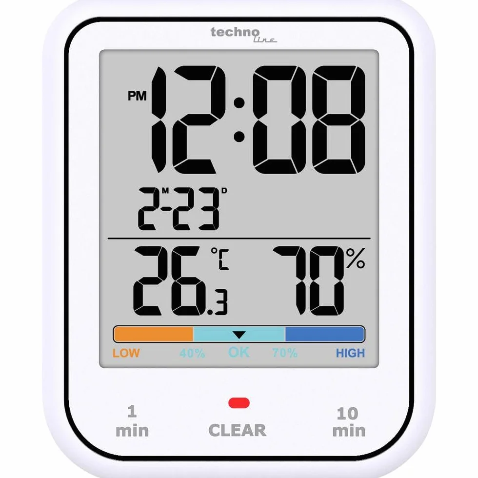 Technoline WT380 Reloj de Baño Digital con Higrómetro y Termómetro Resistente al Agua IP65