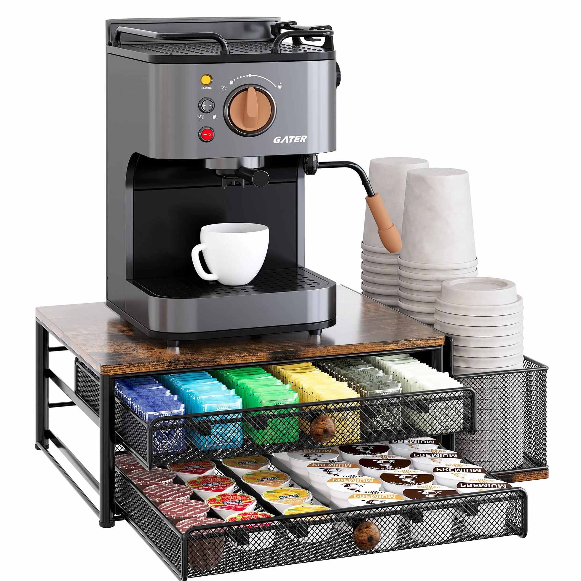 TQVAI Cajón Almacenaje Cápsulas 60 Cápsulas 2 Niveles Organizador Cafetera Dolce Gusto Negro