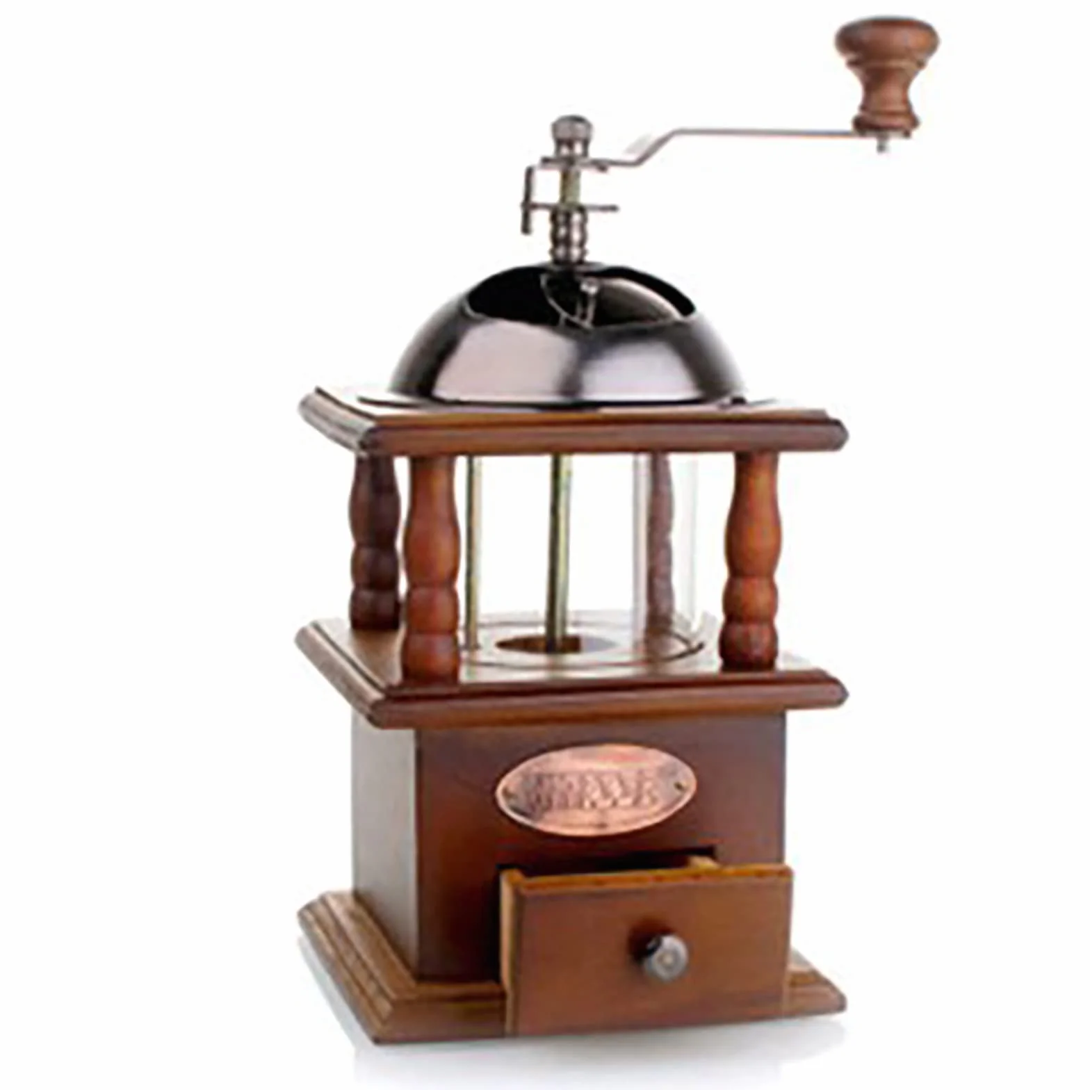 Molinillo de café manual de madera, grano de café, especias, vintage, molino de café ajustable, molino de cerámica marrón