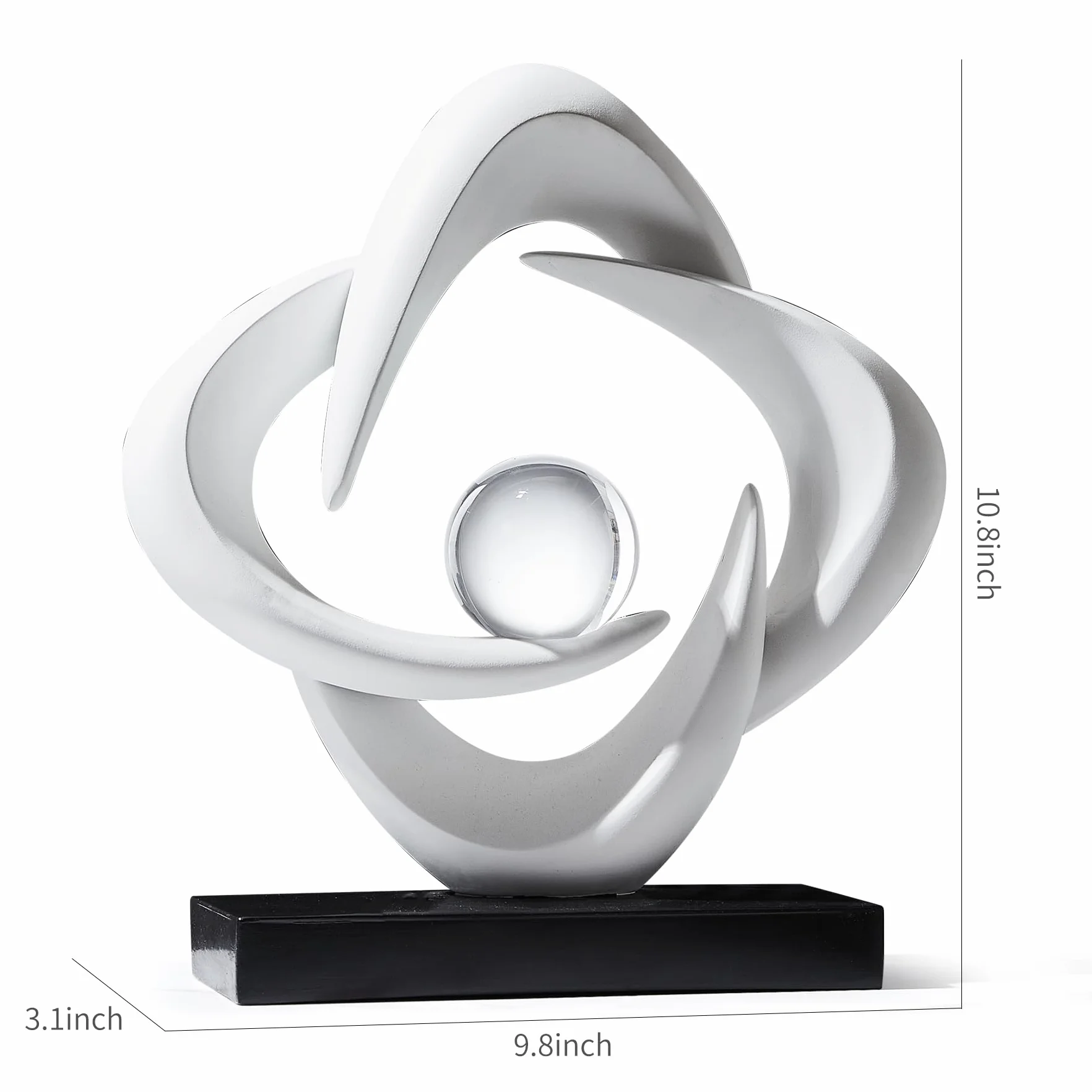 Escultura de arte abstracto, estatua decorativa dorada de resina, adornos blancos modernos para sala de estar, decoraciones modernas para mesa de café, entrada, oficina, coleccionables (blanco)