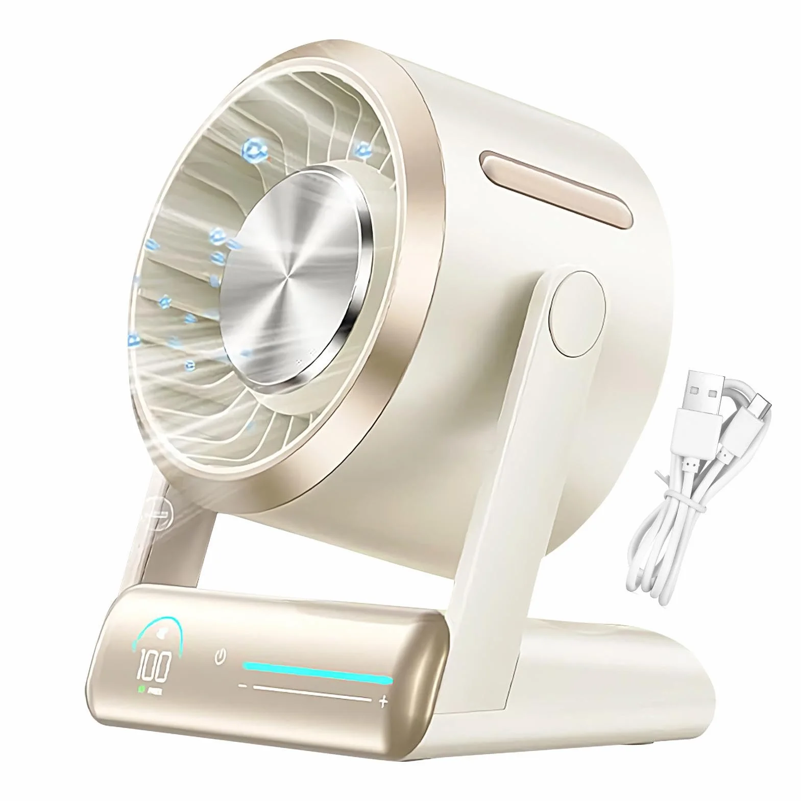 Ventilador De Escritorio 100 velocidades, potente refrigeración portátil | Ventilador De Escritorio Recargable Para Dormitorio Cocina Oficina Escuela Camping Viaje Verano Playa Picnic
