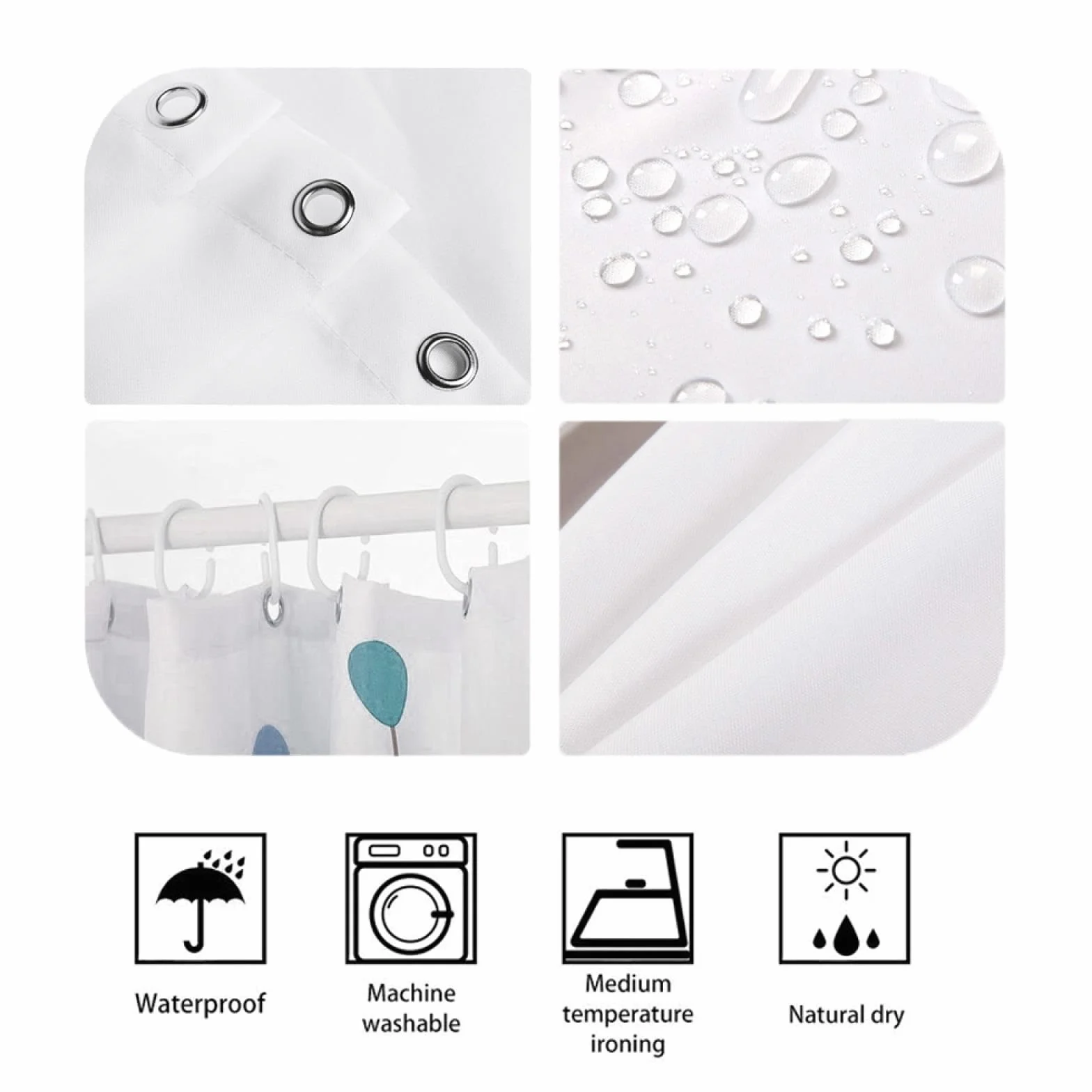 Cortinas de Ducha de Lujo Moderno Mujer Llorando Cortina de baño Decorativa Creativa Cortina de Ducha de Tela de poliéster Lavable con Ganchos 200x200cm