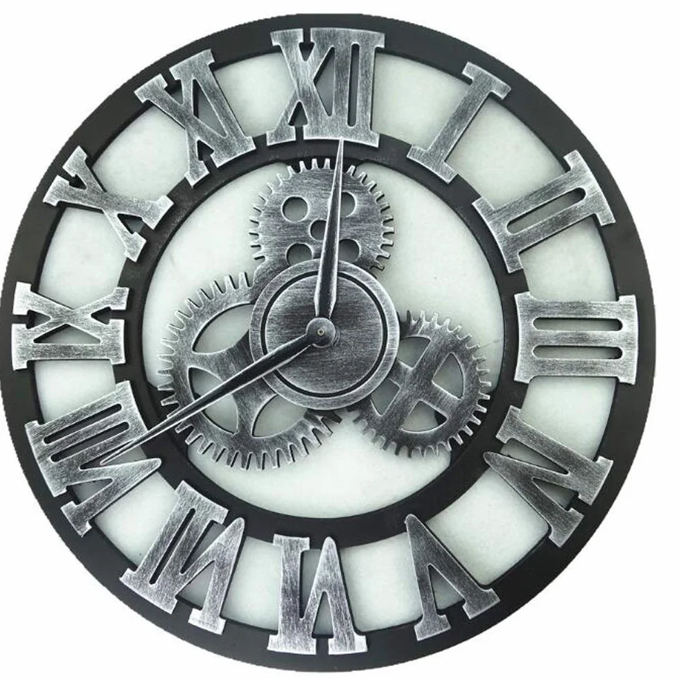 Reloj de Pared, Estilo Industrial Retro, Relojes de Pared con Engranajes, decoración Creativa de Restaurante Americano, Adornos de Estilo Industrial de Gran tamaño, decoración de p