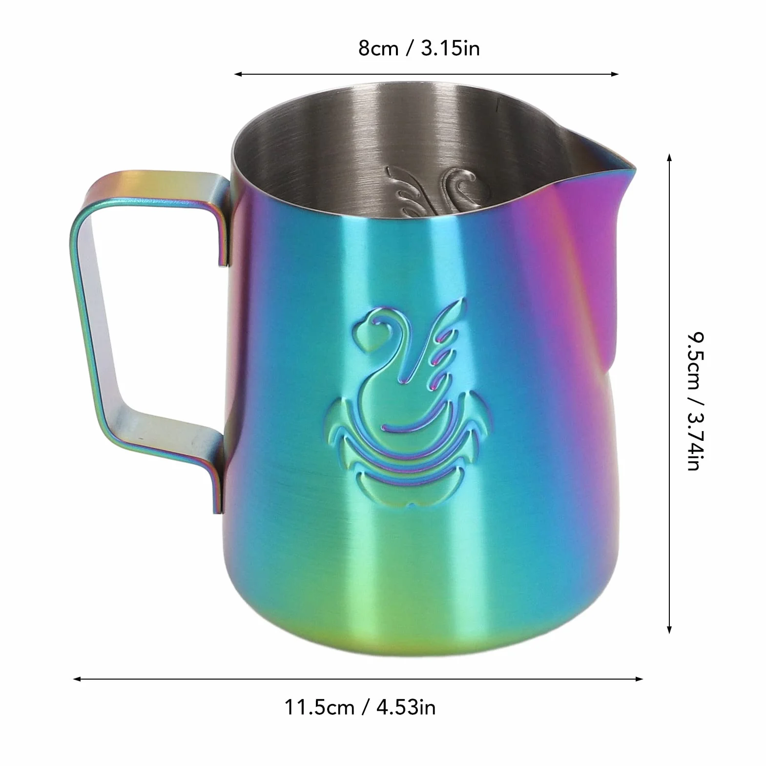 GLOGLOW Jarra de Espuma de Leche Acero Inoxidable 380ml Pico águila para Cappuccino Latte Art