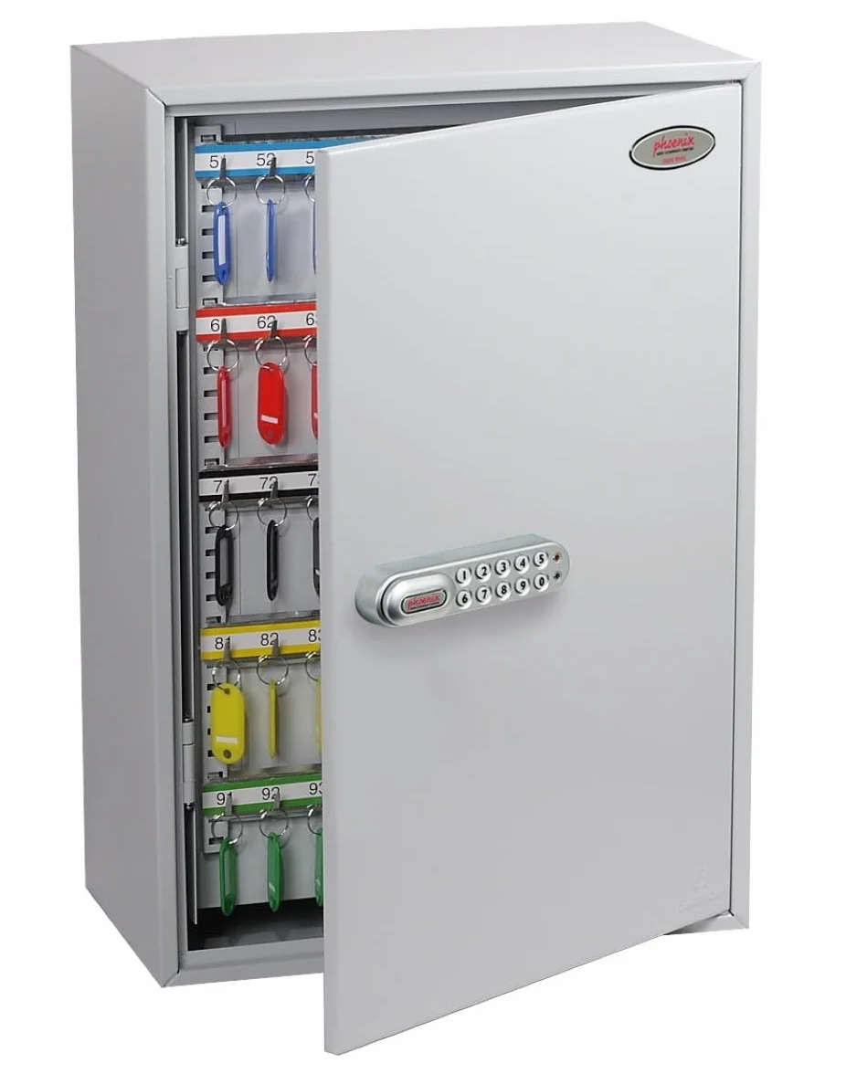 PHOENIX SAFE Company Gabinete de Llaves comerciales Phoenix KC0605E Gancho con Cerradura electrónica, Metal, Gris, 300 Hooks